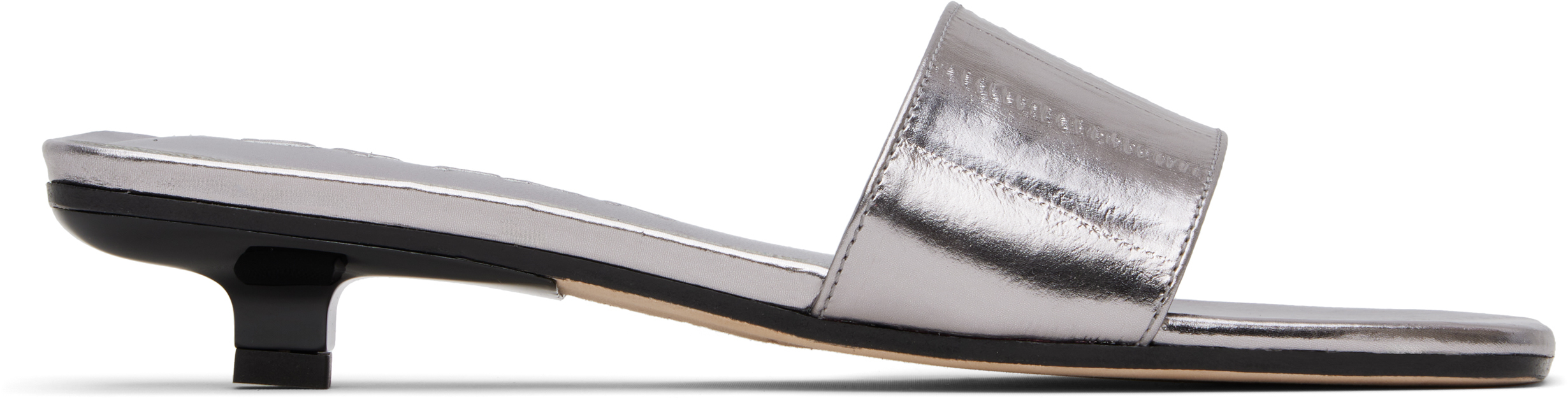 Silver Ceni Eel Embossed Metallic Leather Heeled Sandals