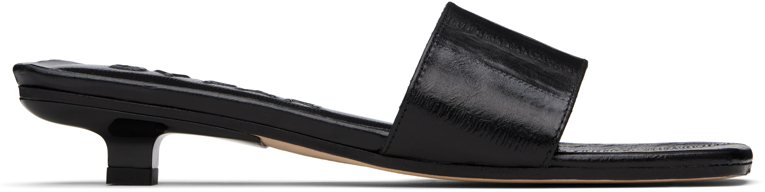 Black Ceni Eel Embossed Leather Heeled Sandals