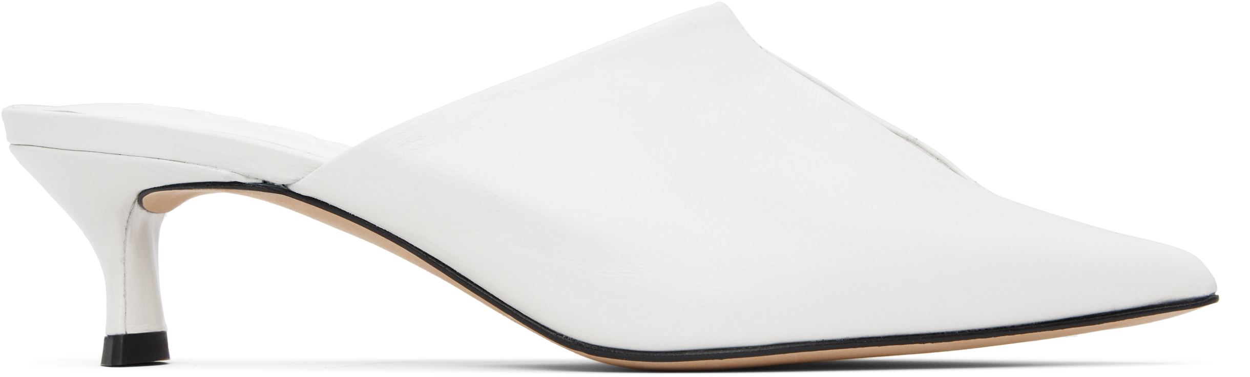 By Far White Luciana Creased Calf Leather Heels
