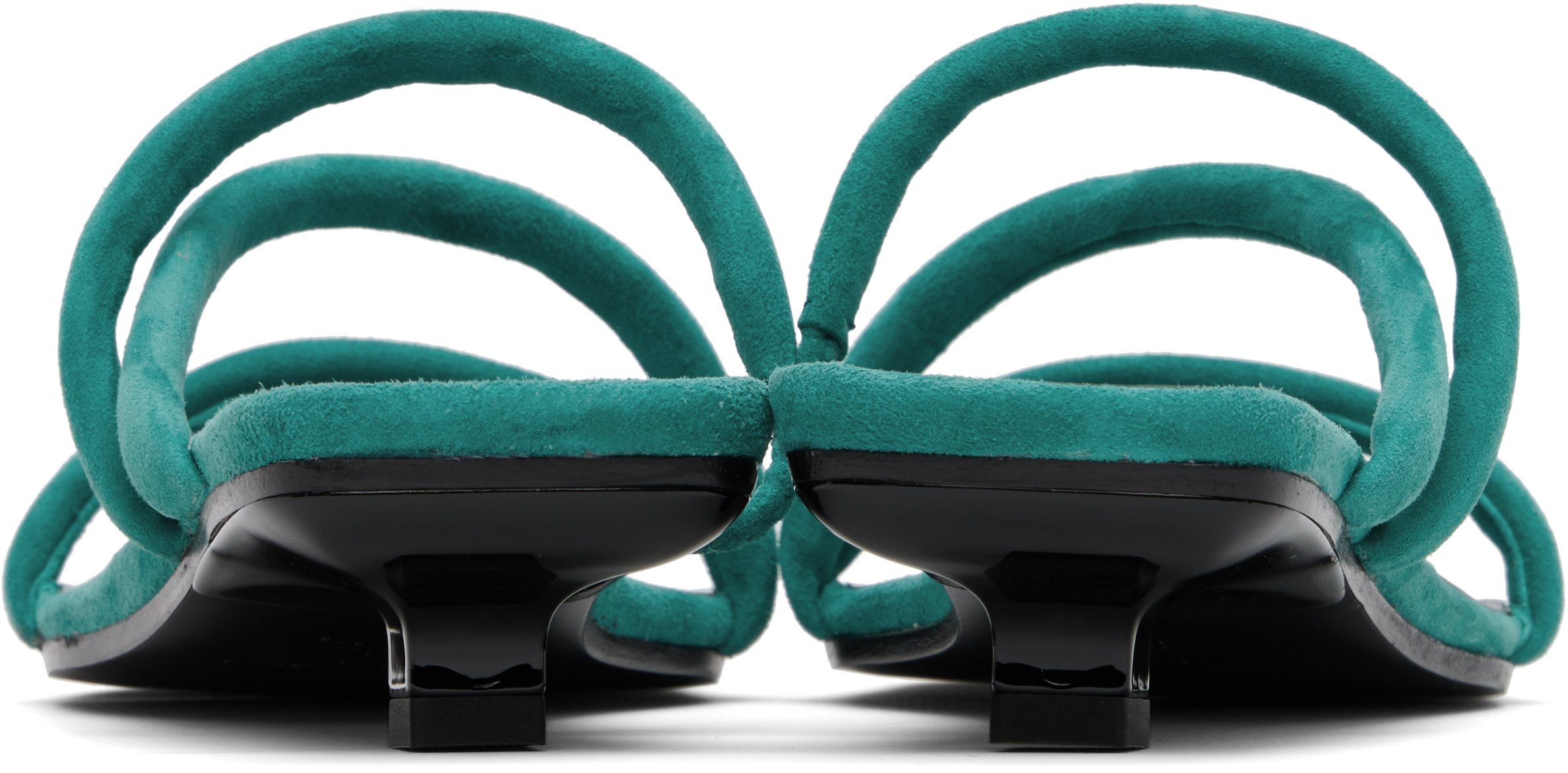 By Far Green Morena Kid Suede Leather Heeled Sandals