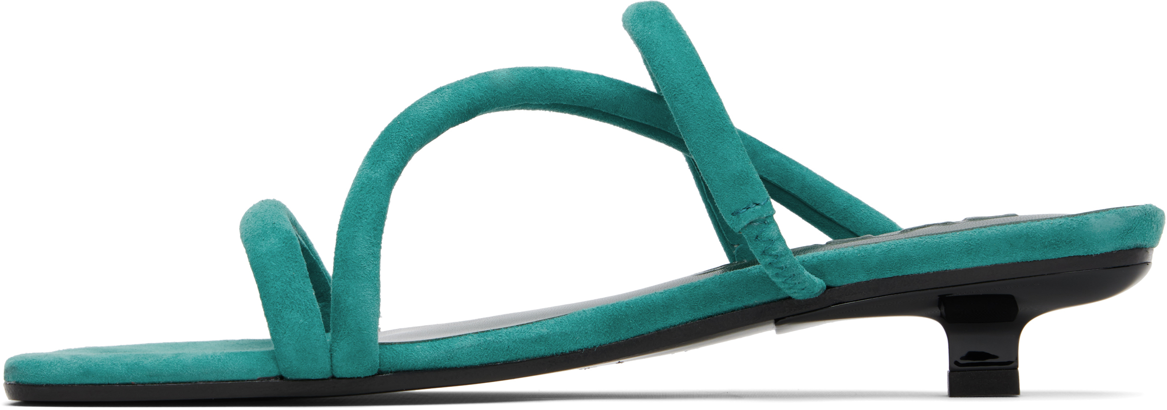 By Far Green Morena Kid Suede Leather Heeled Sandals