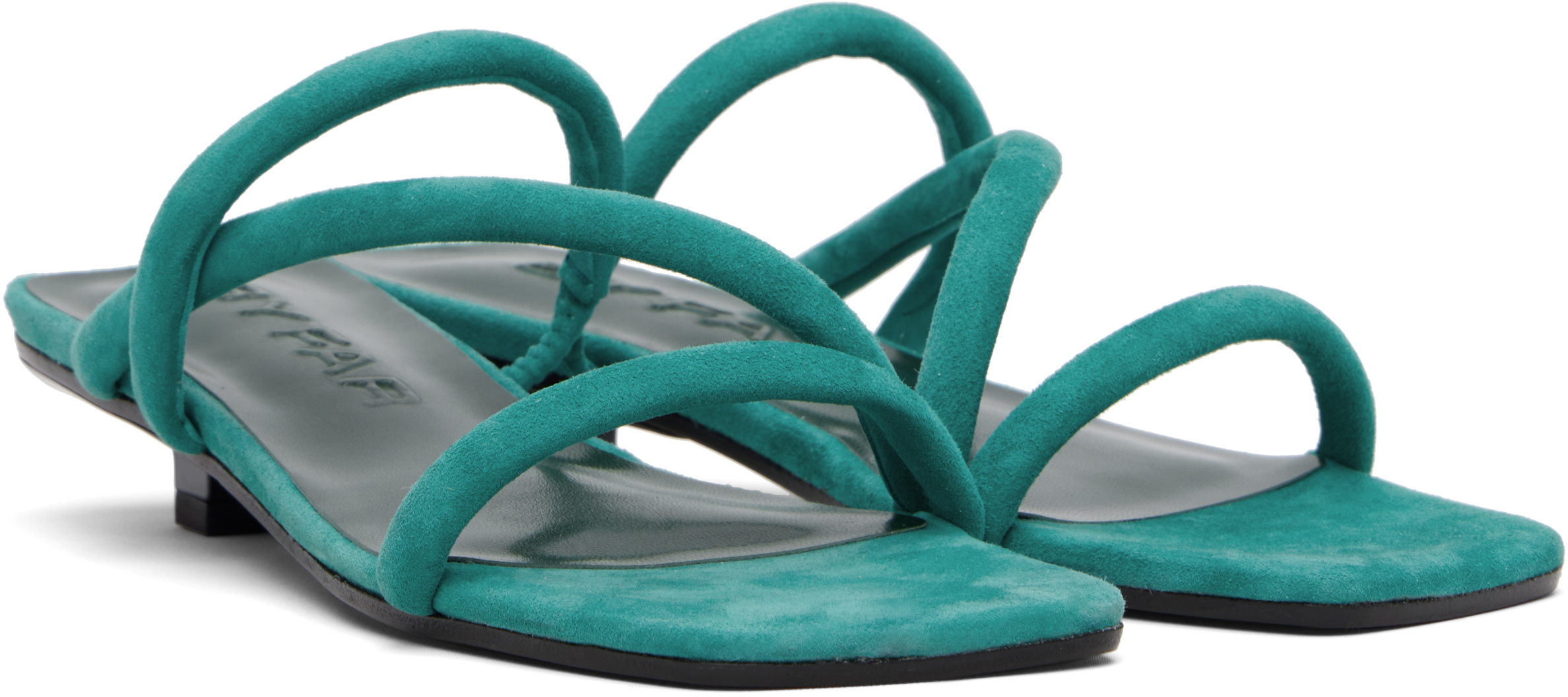 By Far Green Morena Kid Suede Leather Heeled Sandals