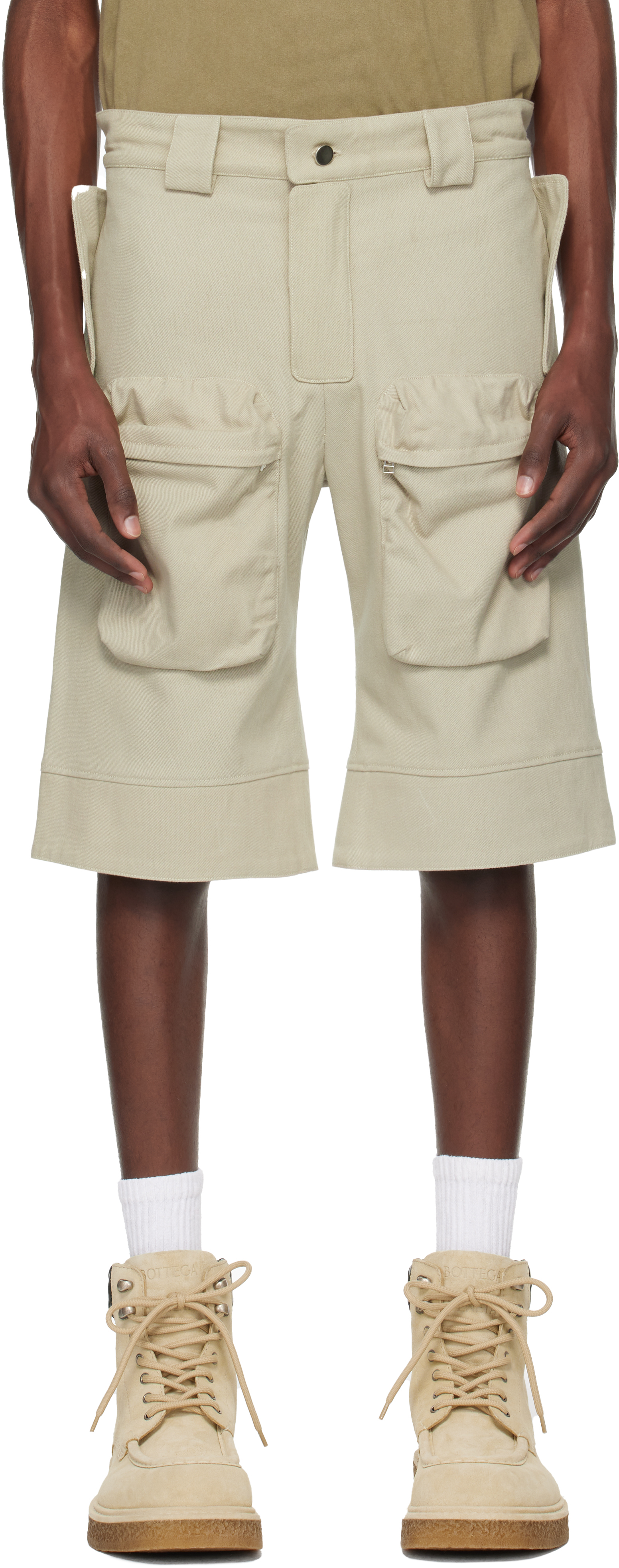 Shop Tondolo Taupe Cargo Shorts