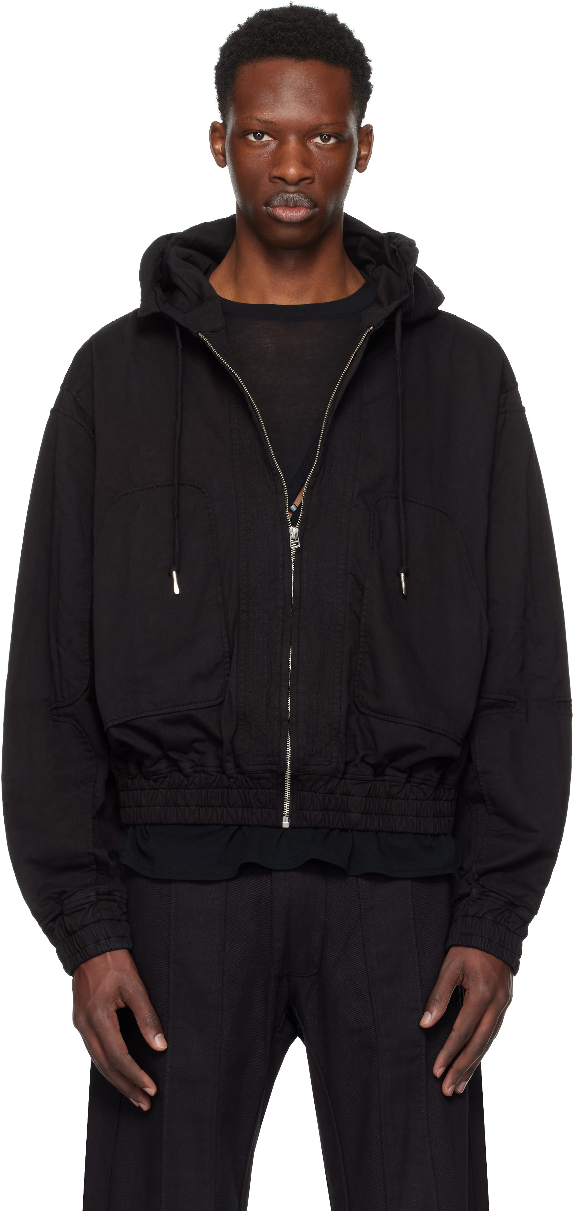 Shop Tondolo Black Arm Patch Hoodie