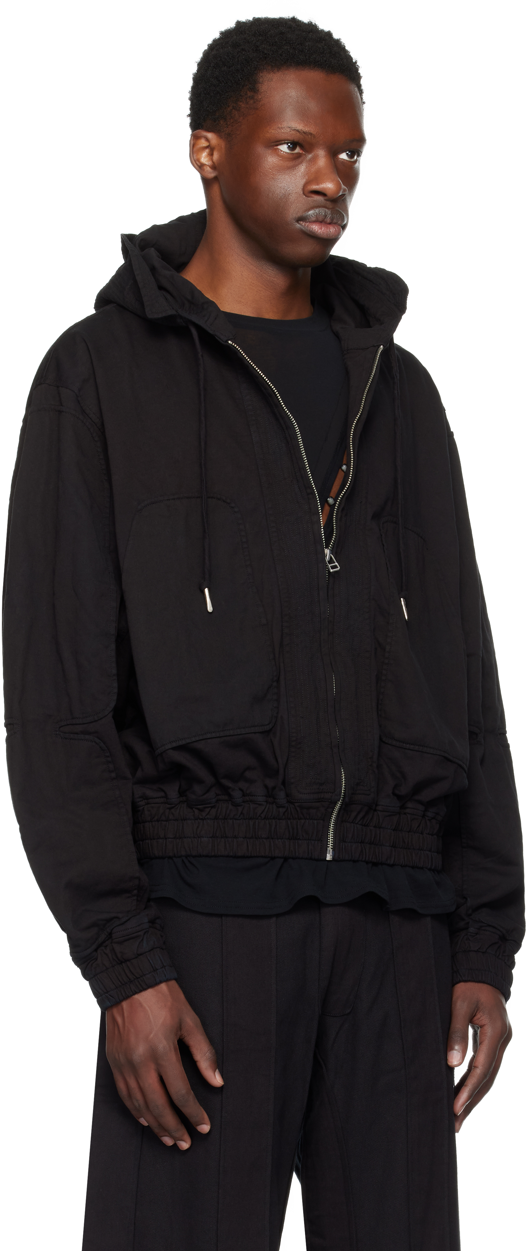 Shop Tondolo Black Arm Patch Hoodie