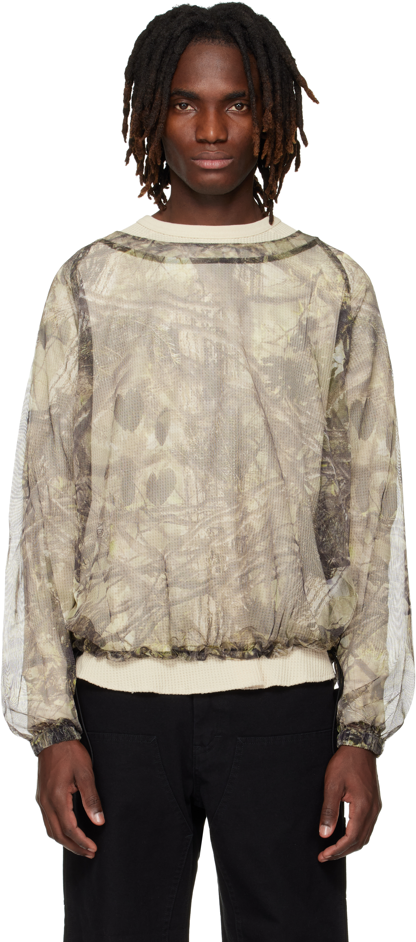 South2 West8: Khaki Bush Crew Neck T-shirt | SSENSE Canada