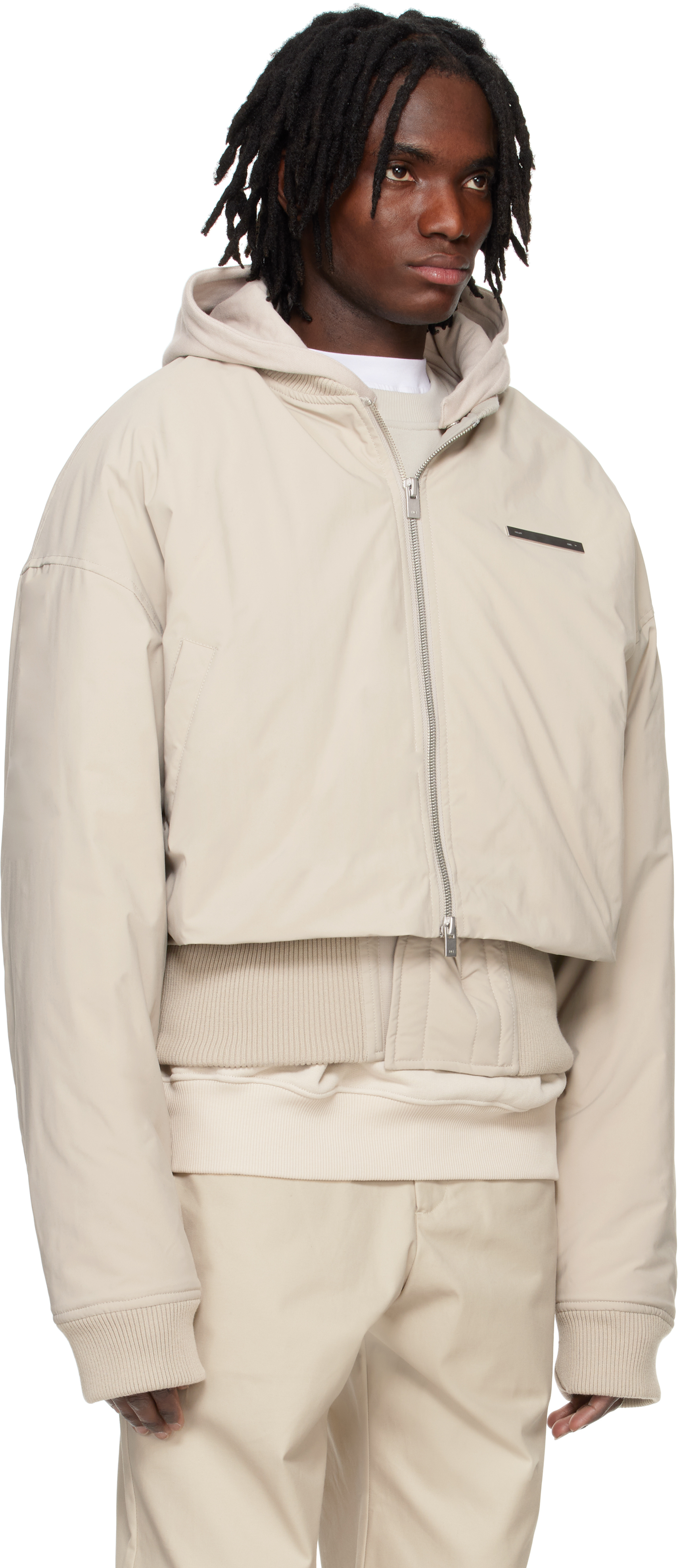 HELIOT EMIL BEIGE PNEUMATIC BOMBER JACKET