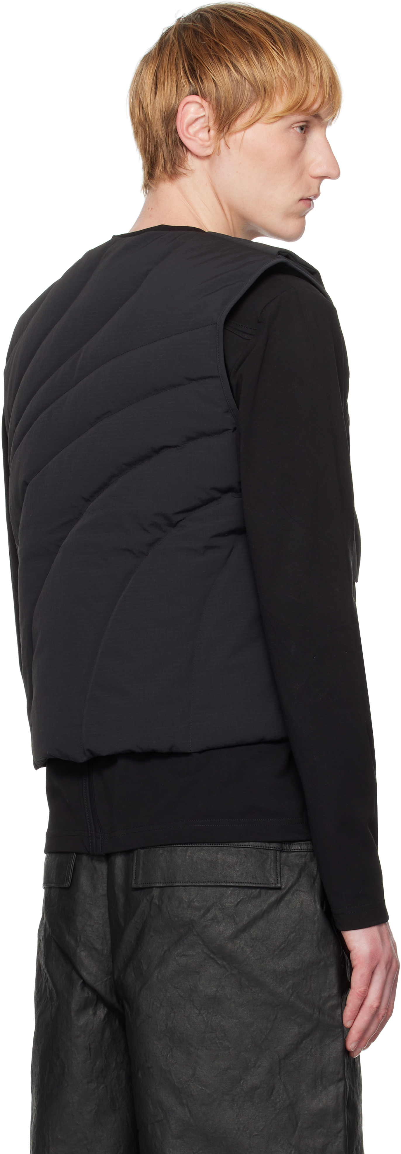 Heliot Emil Black Layered Down Vest In Black