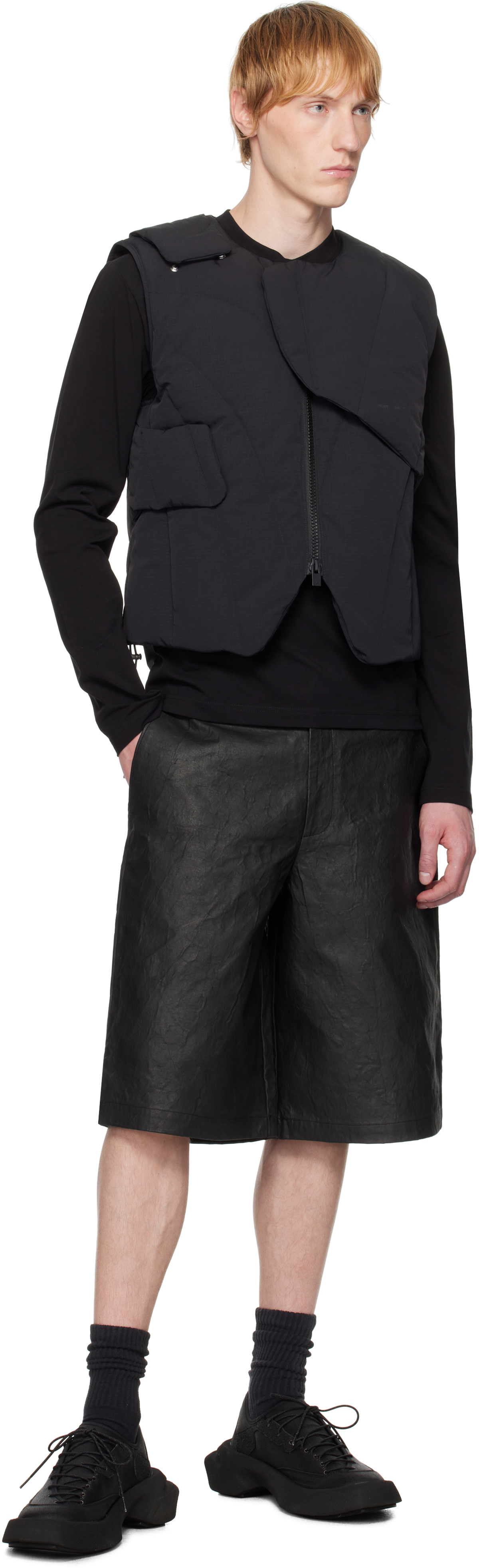 Heliot Emil Black Layered Down Vest In Black