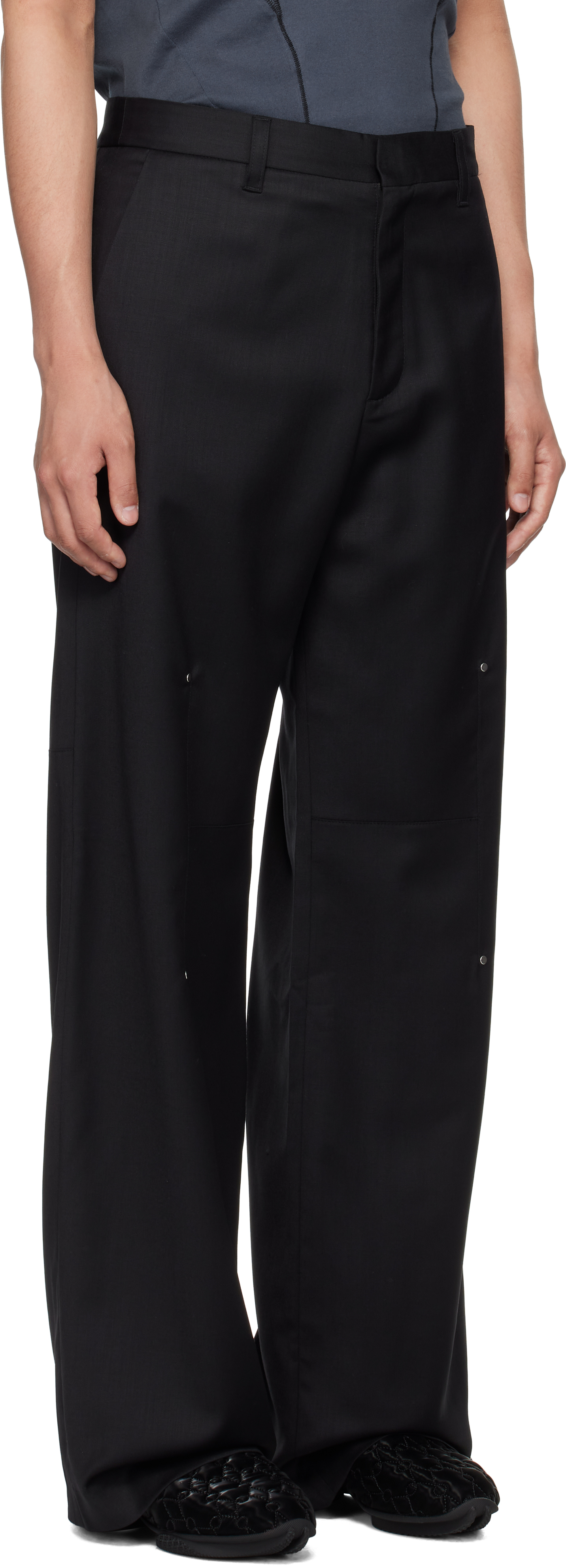 Heliot Emil Black Radial Tailored Trousers