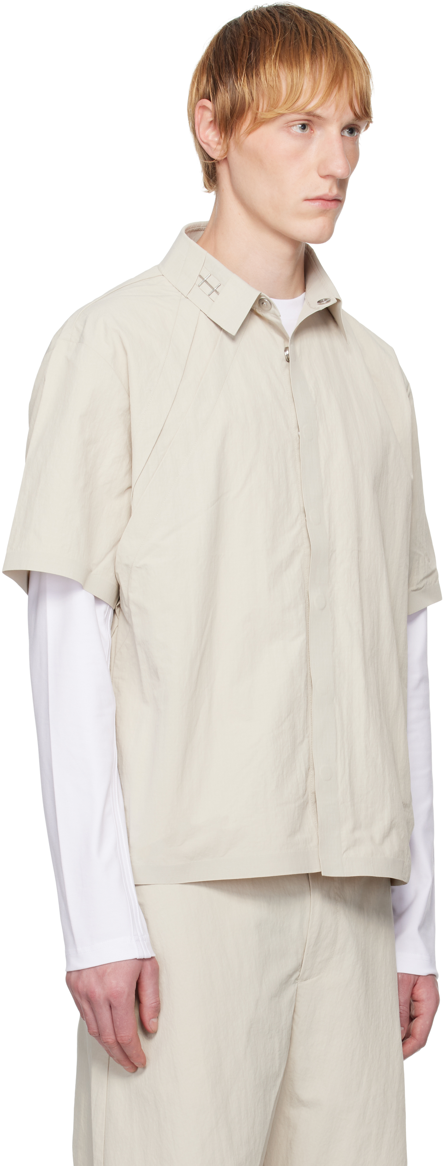 Heliot Emil Beige Marl Shirt In Stone