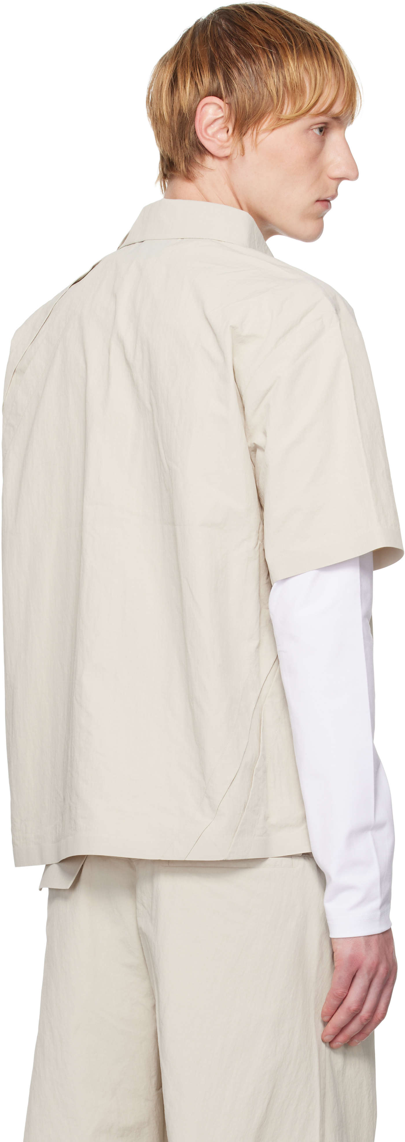 Heliot Emil Beige Marl Shirt In Stone