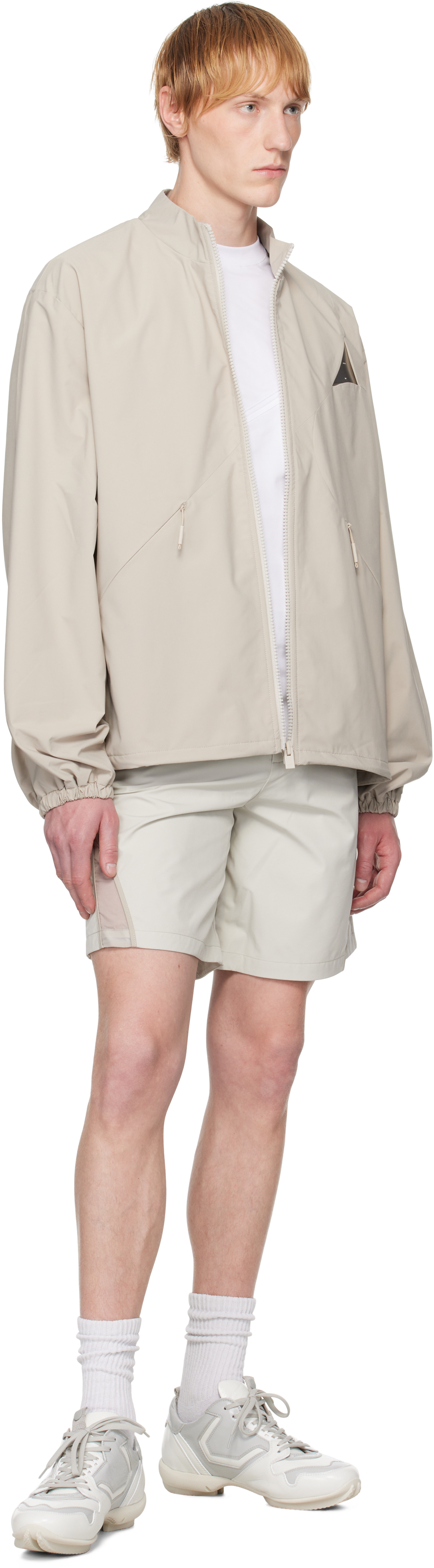 Heliot Emil Panelled Mesh Insert Shorts In Stone