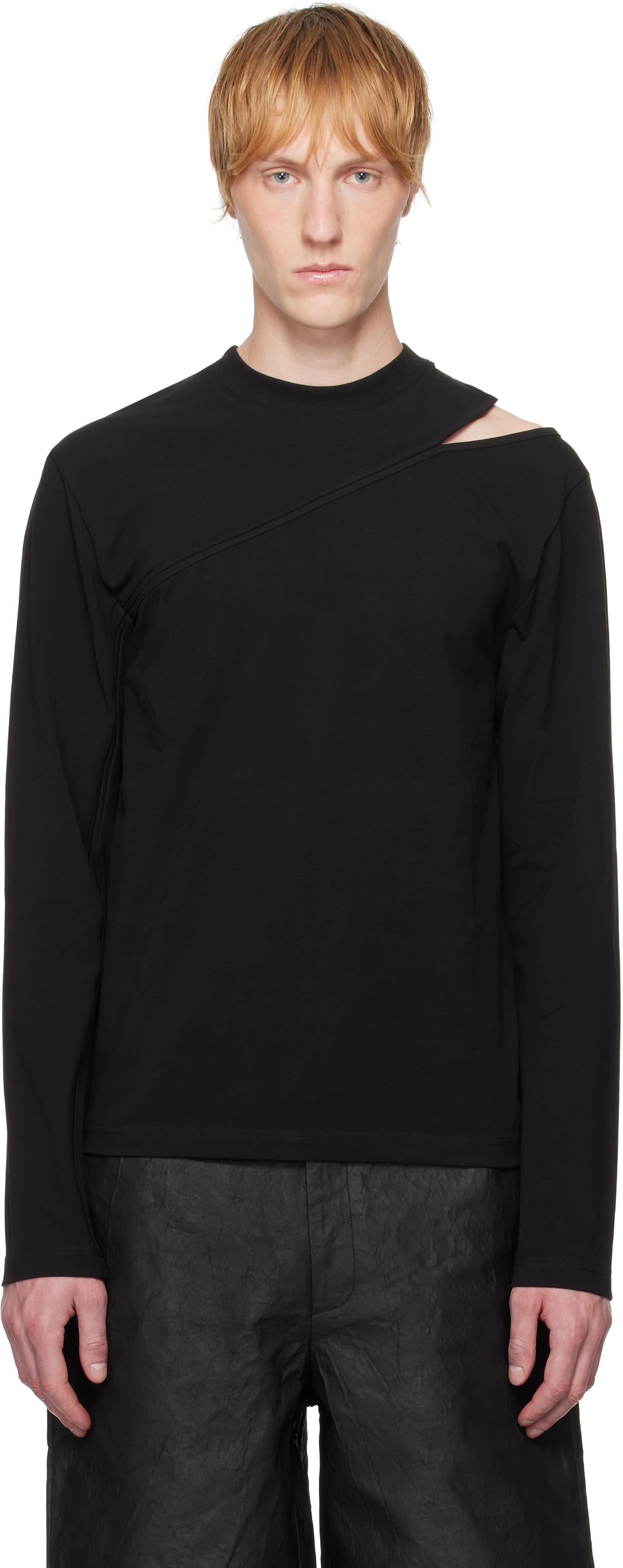 Heliot Emil Black Pleistos Long Sleeve T-shirt In Black