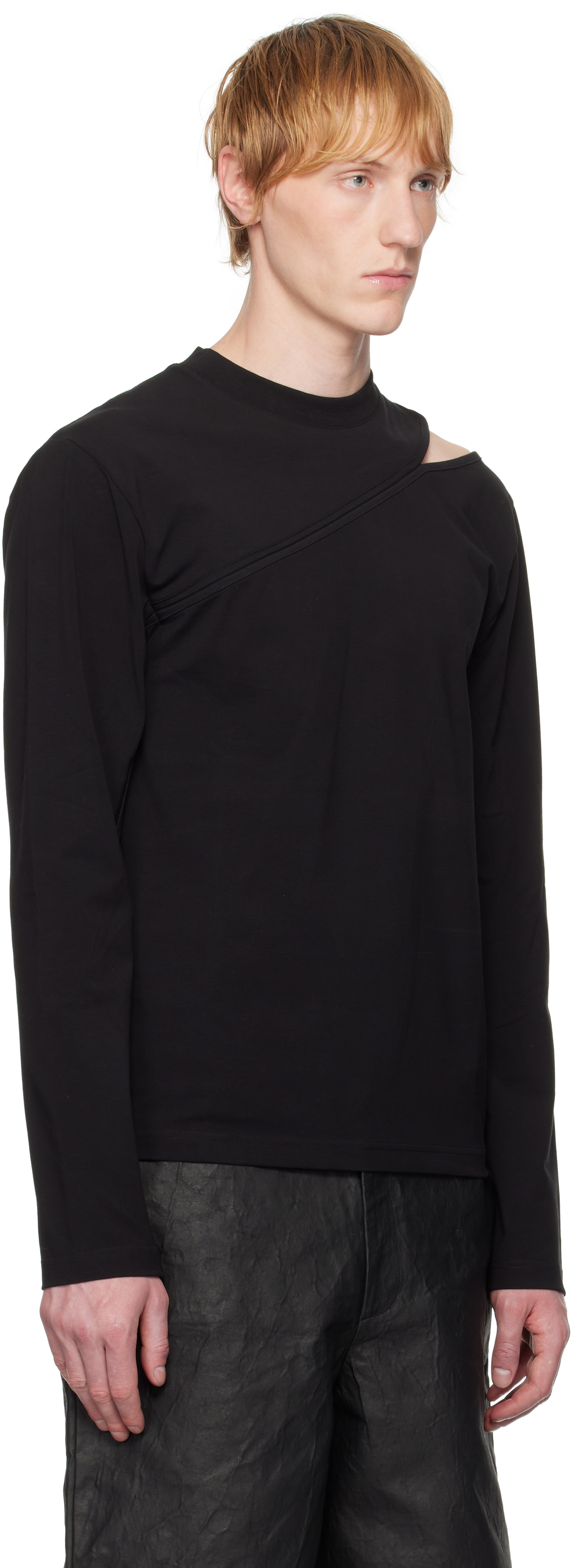 Heliot Emil Black Pleistos Long Sleeve T-shirt In Black