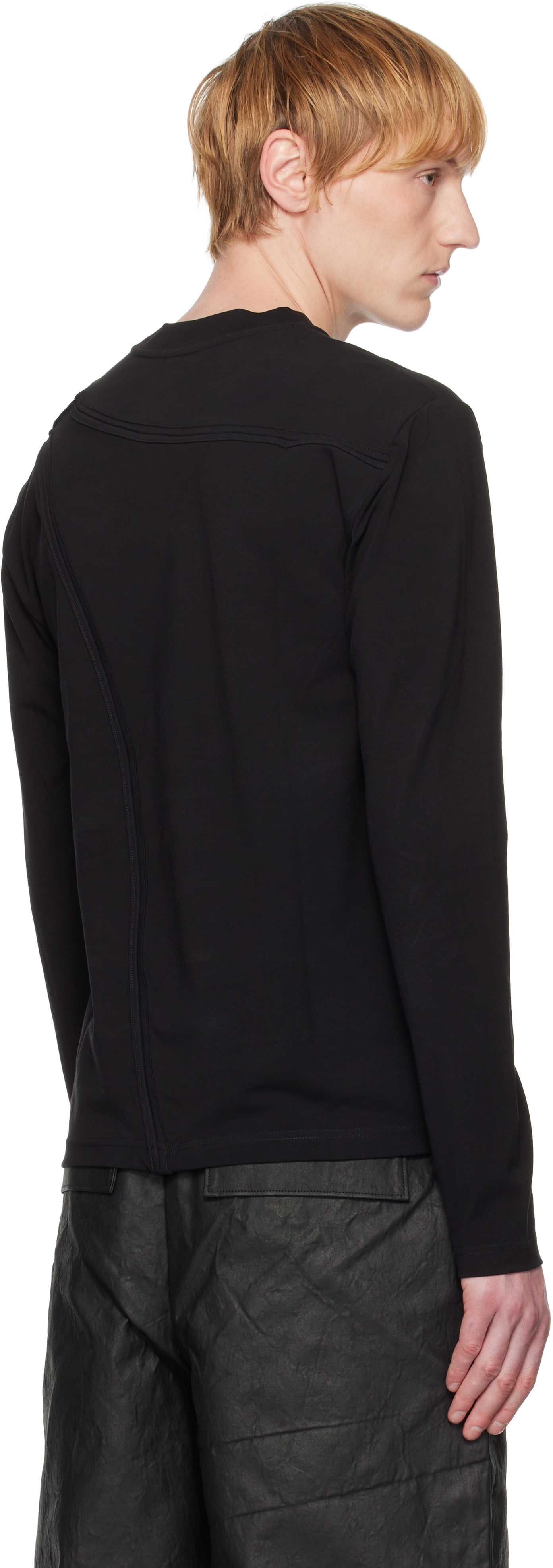 Heliot Emil Black Pleistos Long Sleeve T-shirt In Black