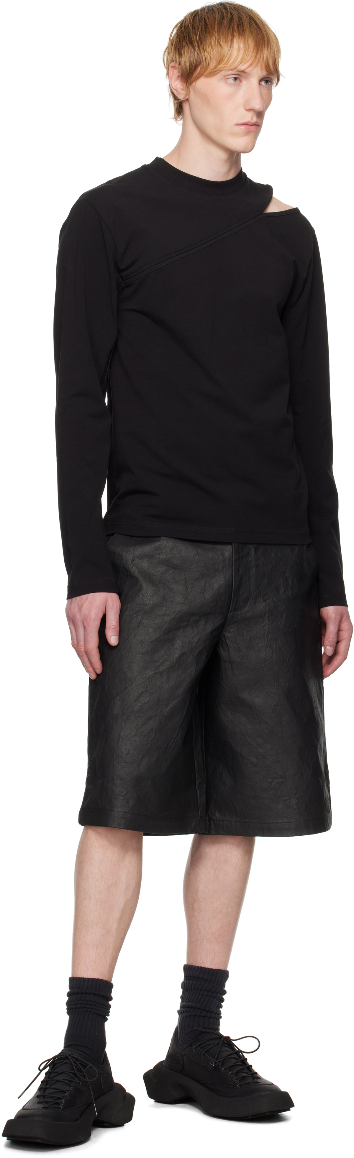 Heliot Emil Black Pleistos Long Sleeve T-shirt In Black