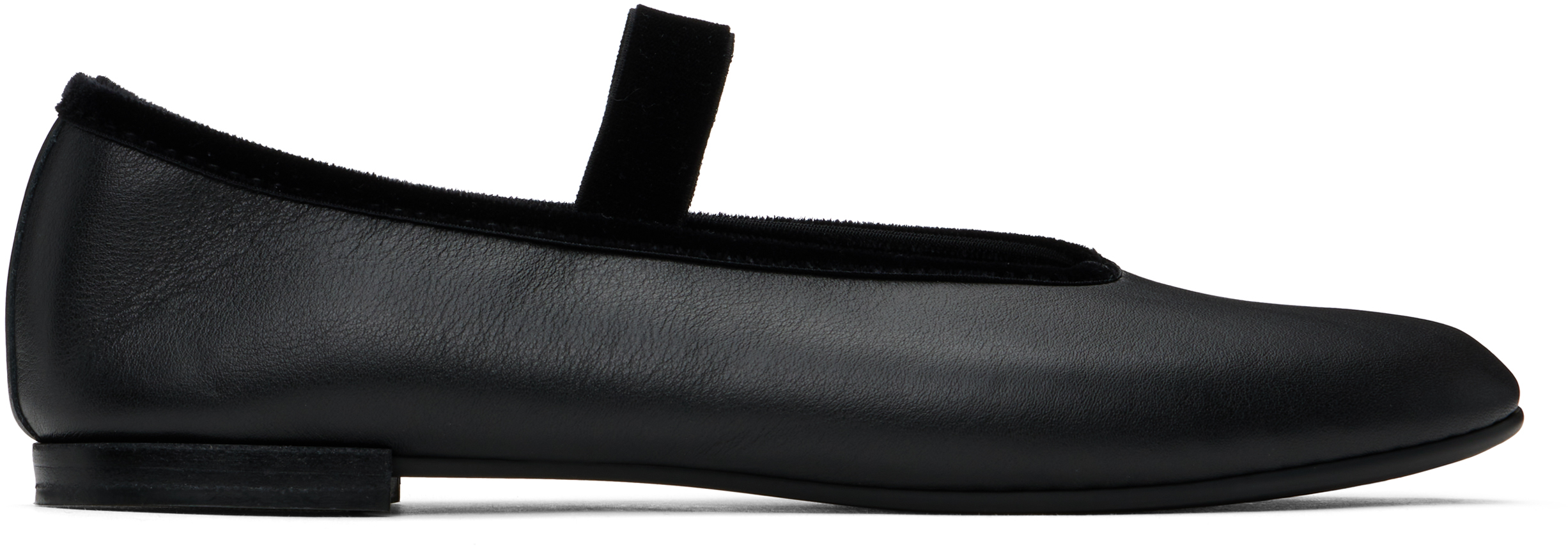 Black Lilouh Rubber Sole Mary Jane Ballerina Flats