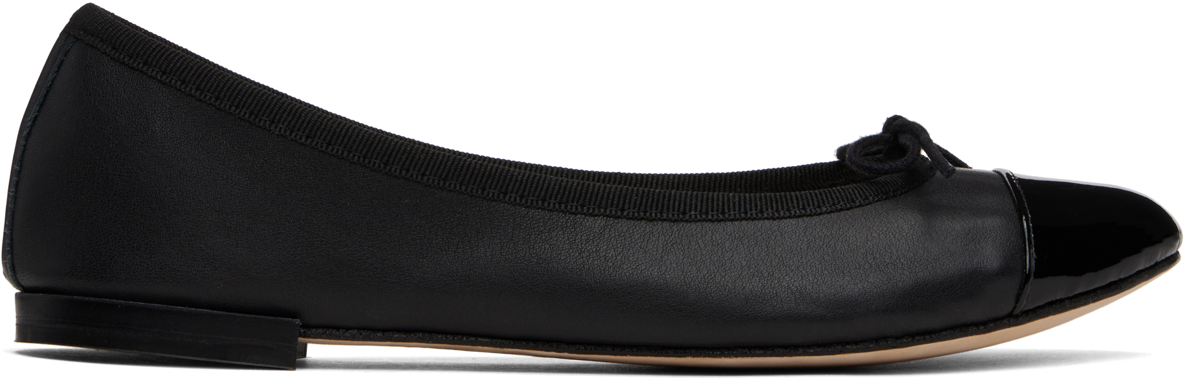 Black Flora Bi-Material Ballerina Flats