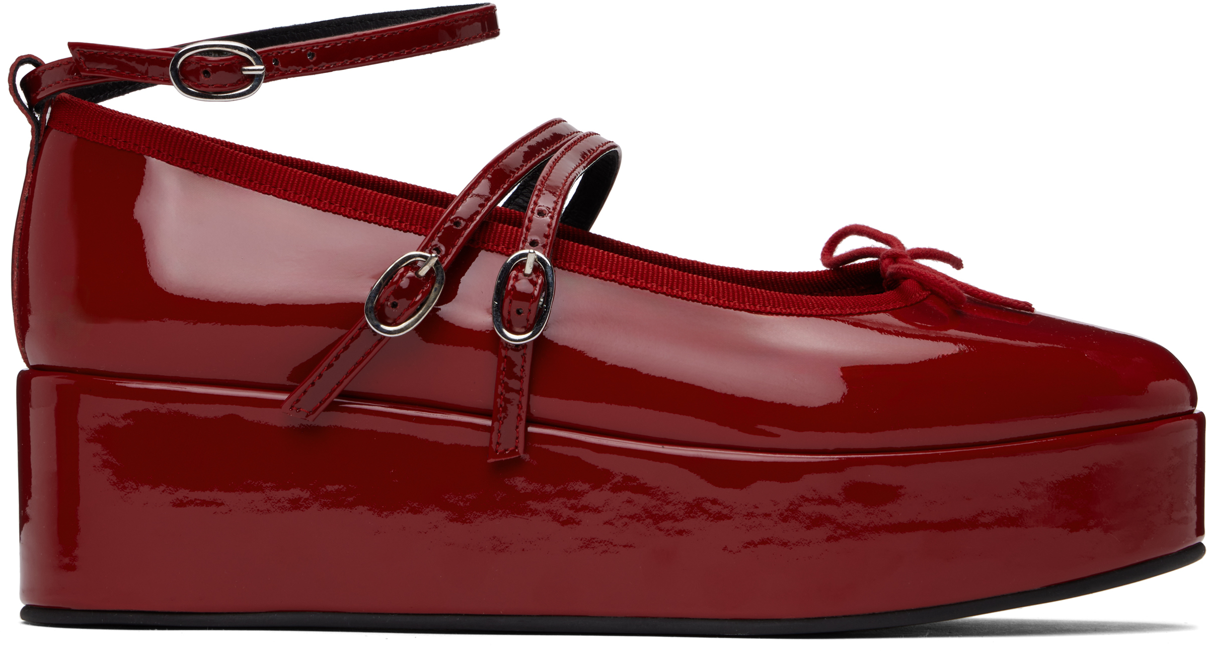REPETTO RED CENDRILLON PLATFORM MARY JANE BALLERINA FLATS