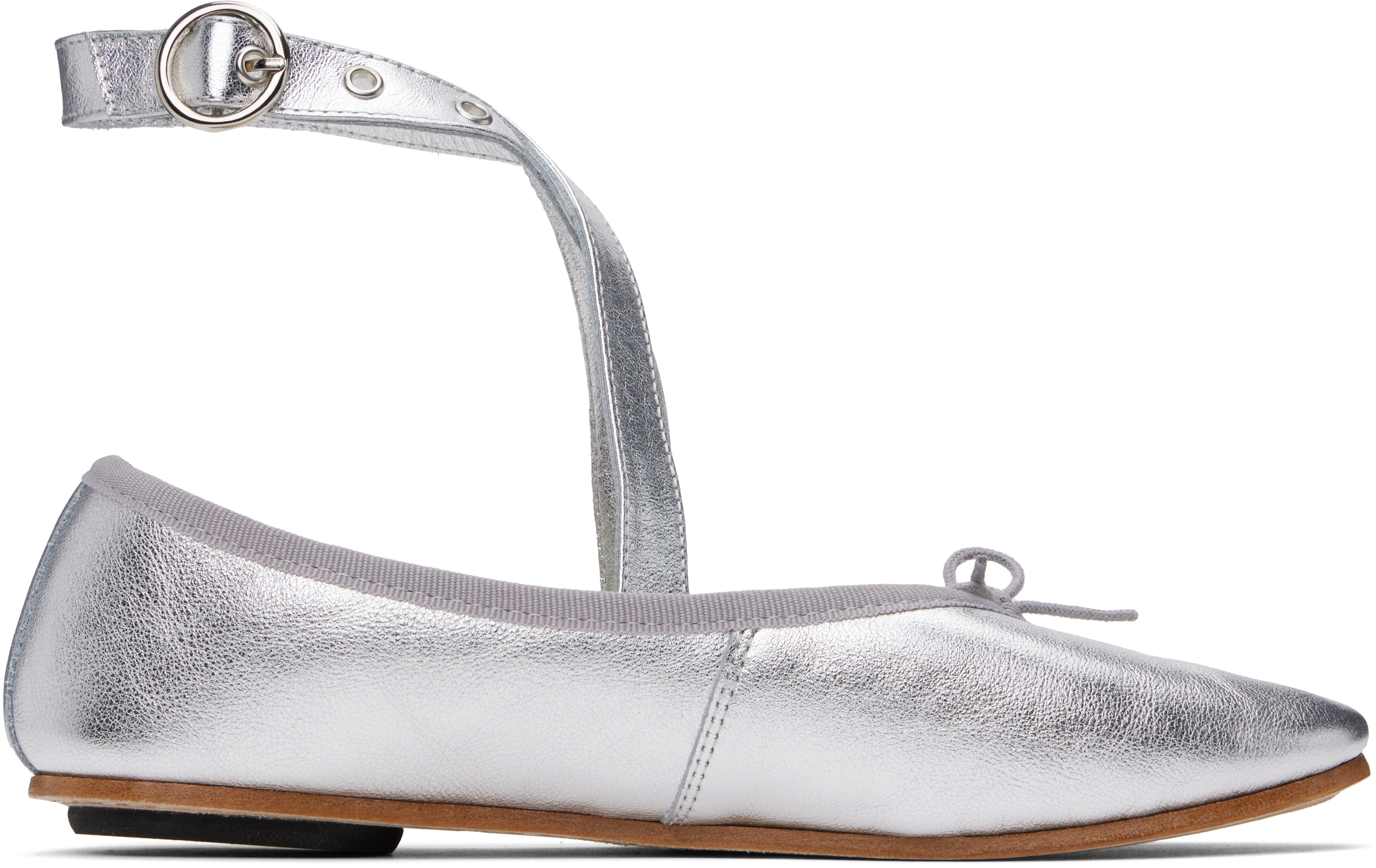 Silver Sophia Belt Ballerina Flats