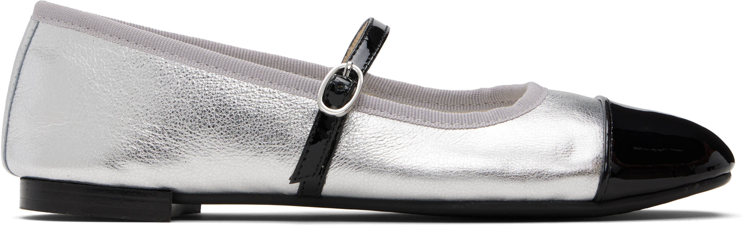Silver & Black Georgiana Mary-Jane Ballerina Flats