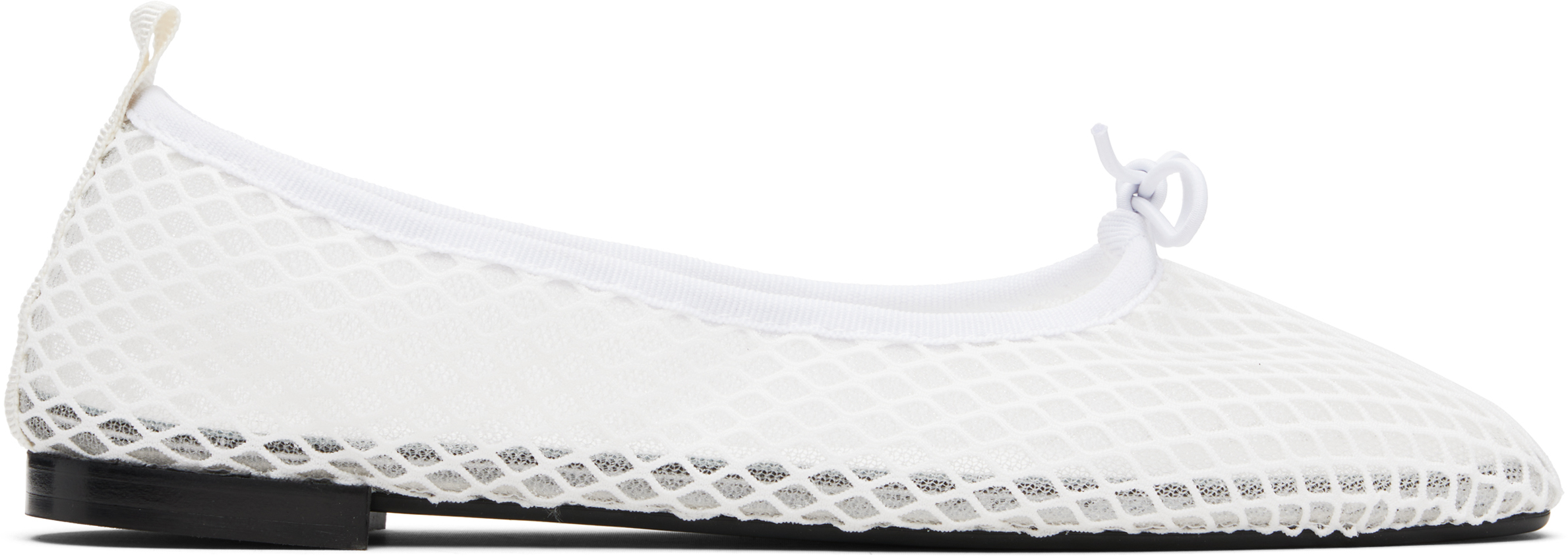 White Garance Square Toe Ballerina Flats
