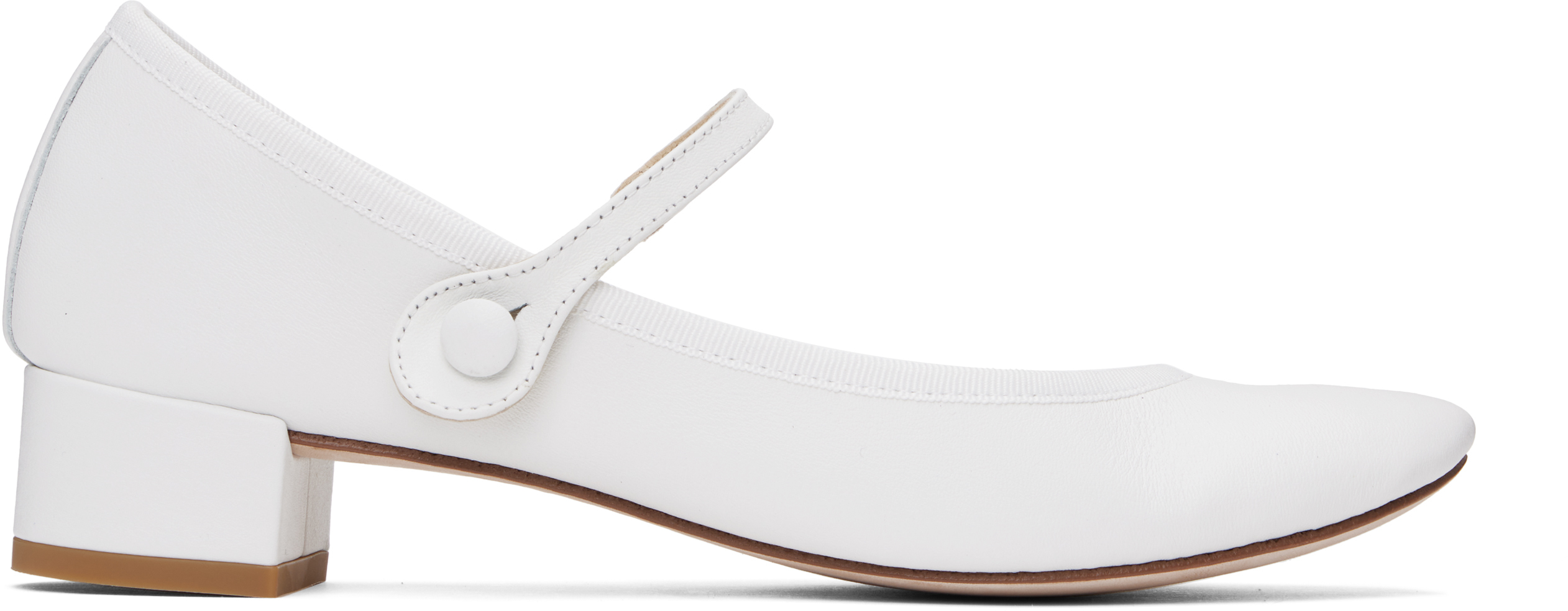 Repetto White Rose Mary Jane Heels In 50 Blanc