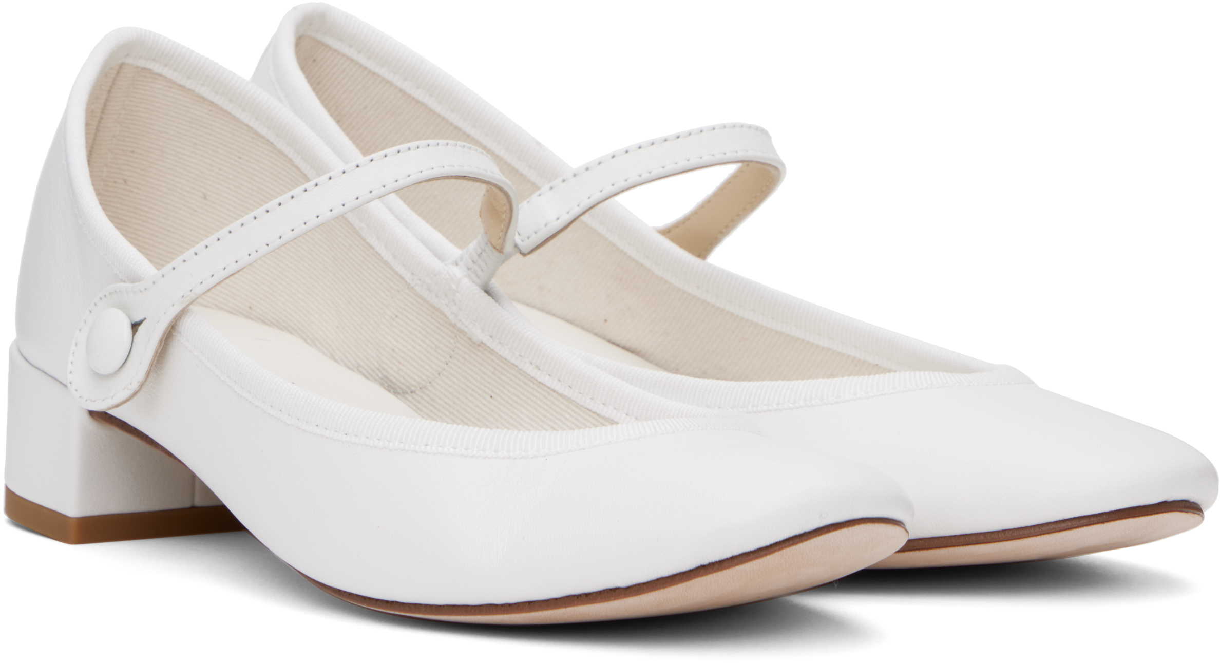 Repetto White Rose Mary Jane Heels In 50 Blanc