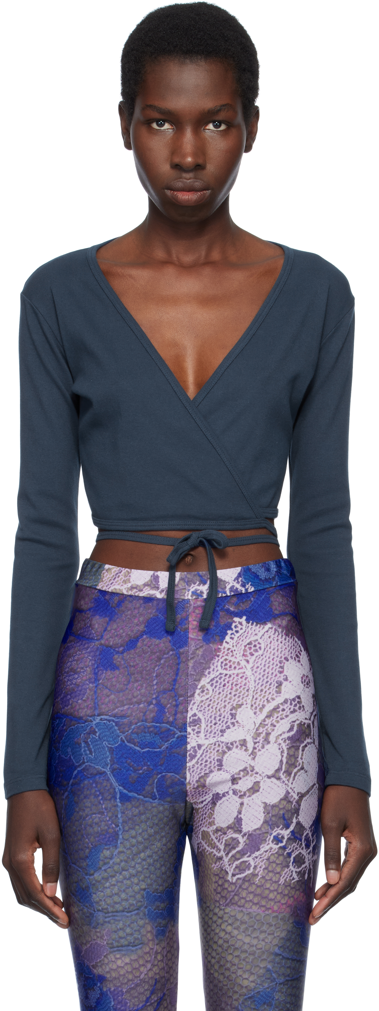 Gil Rodriguez Navy Sarita Wrap Top