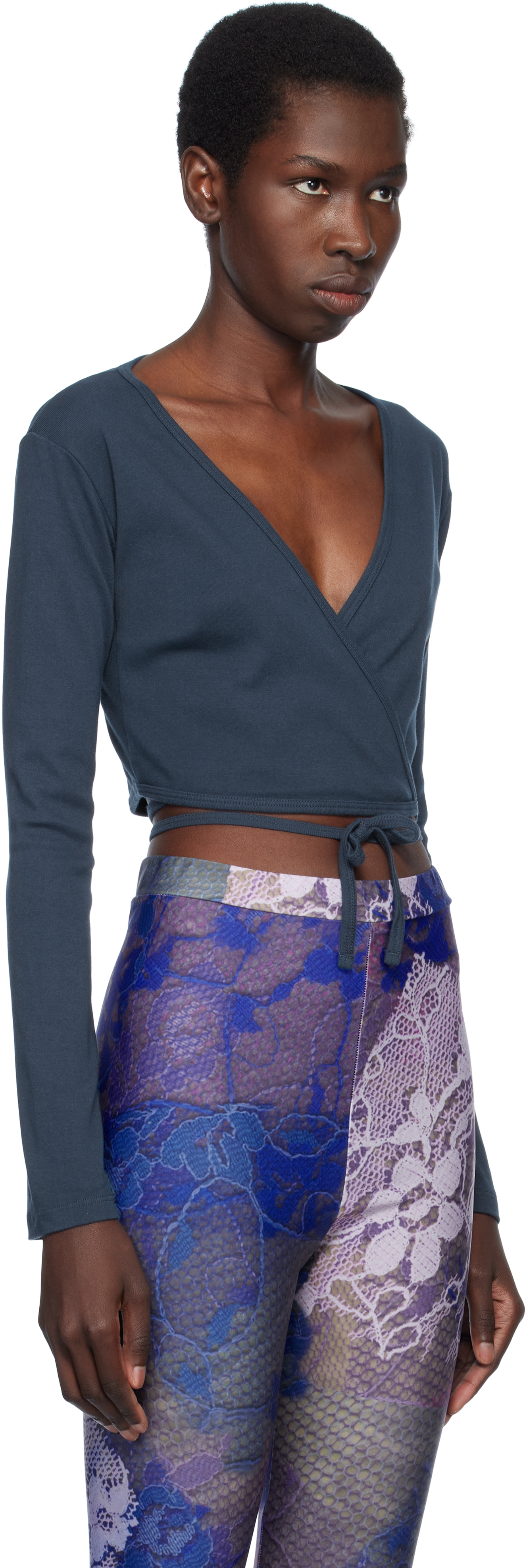 Shop Gil Rodriguez Navy Sarita Wrap Top