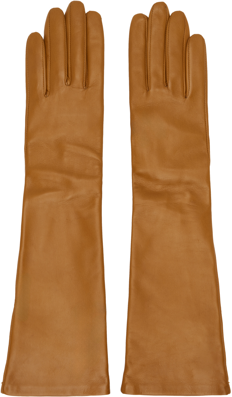 Shop Handsome Stockholm Tan Essentials Long Gloves In Cognac