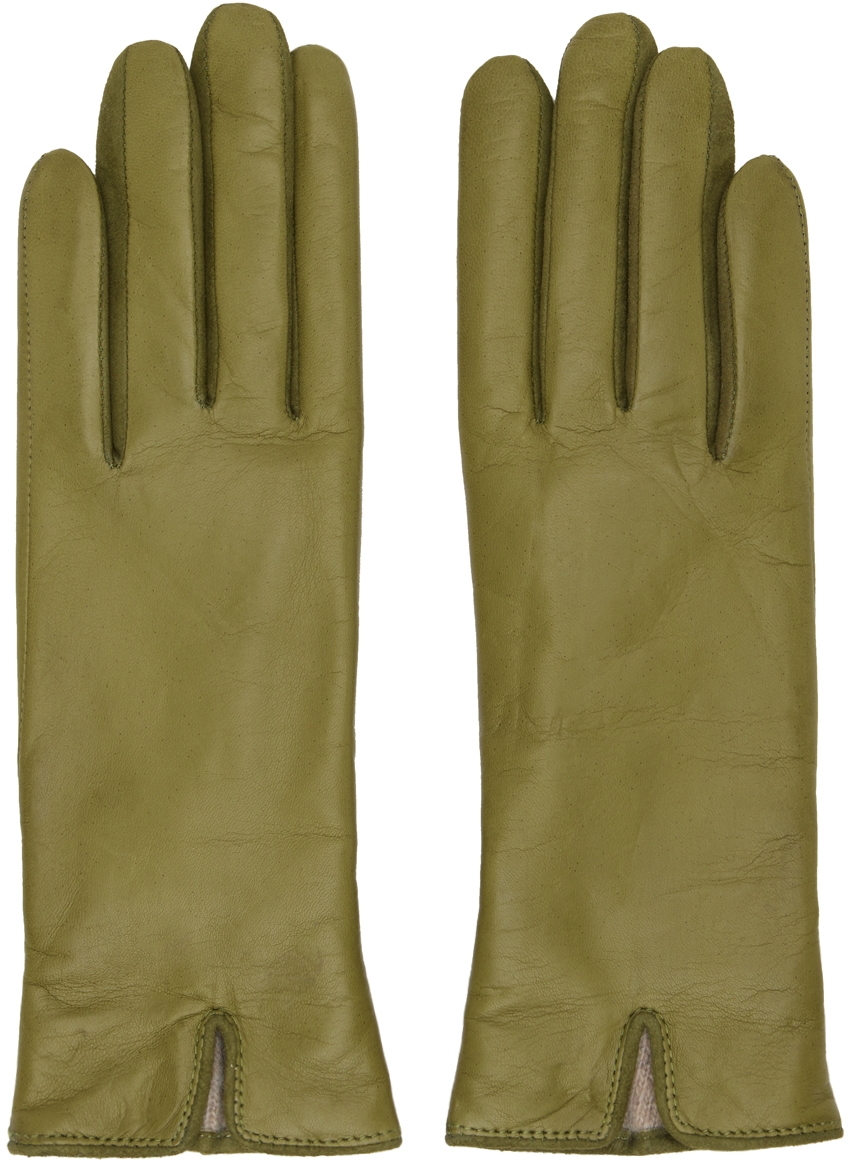 Shop Handsome Stockholm Khaki Essentials Gloves In Olive