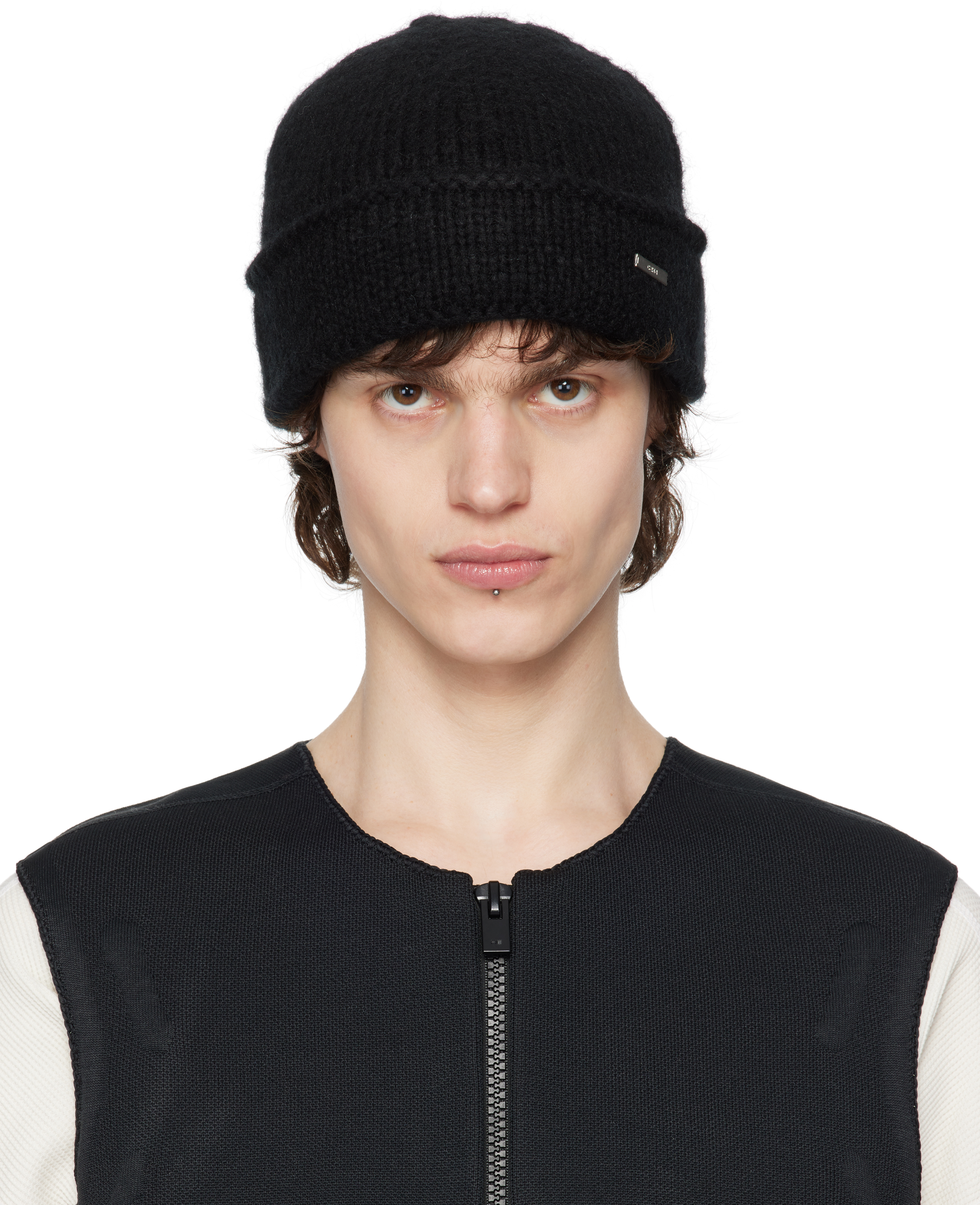 Black Staff Uniform Tagged Knit Covert Beanie