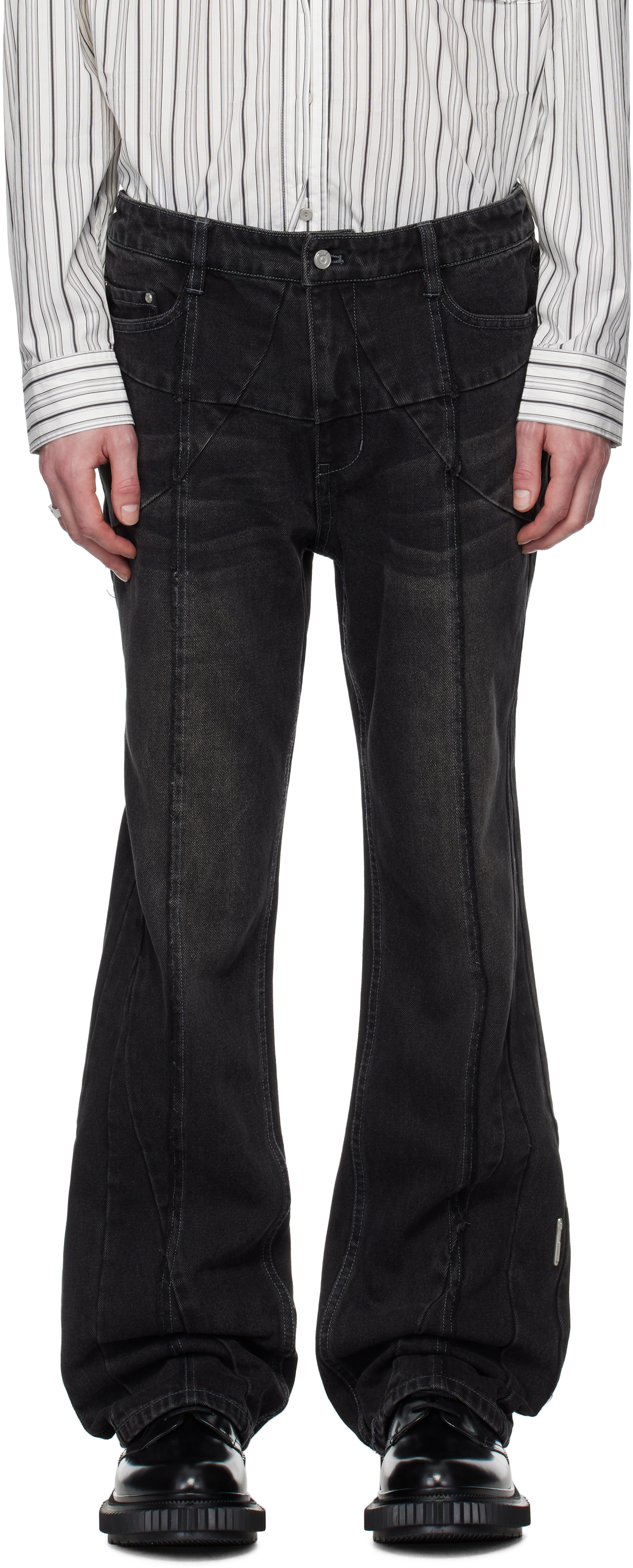 Black Stagger Streamline Arch Jeans by C2H4 on Sale