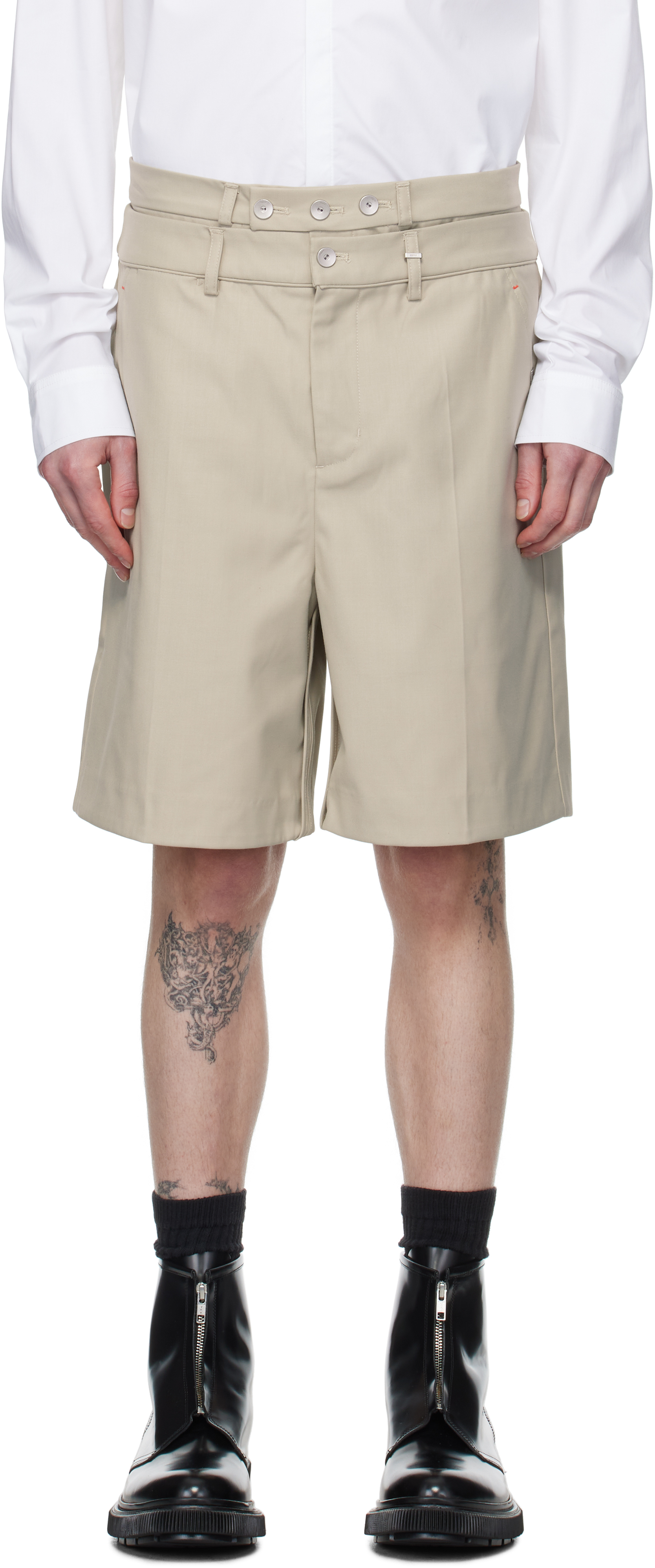 Beige Intellectual Tailored Shorts