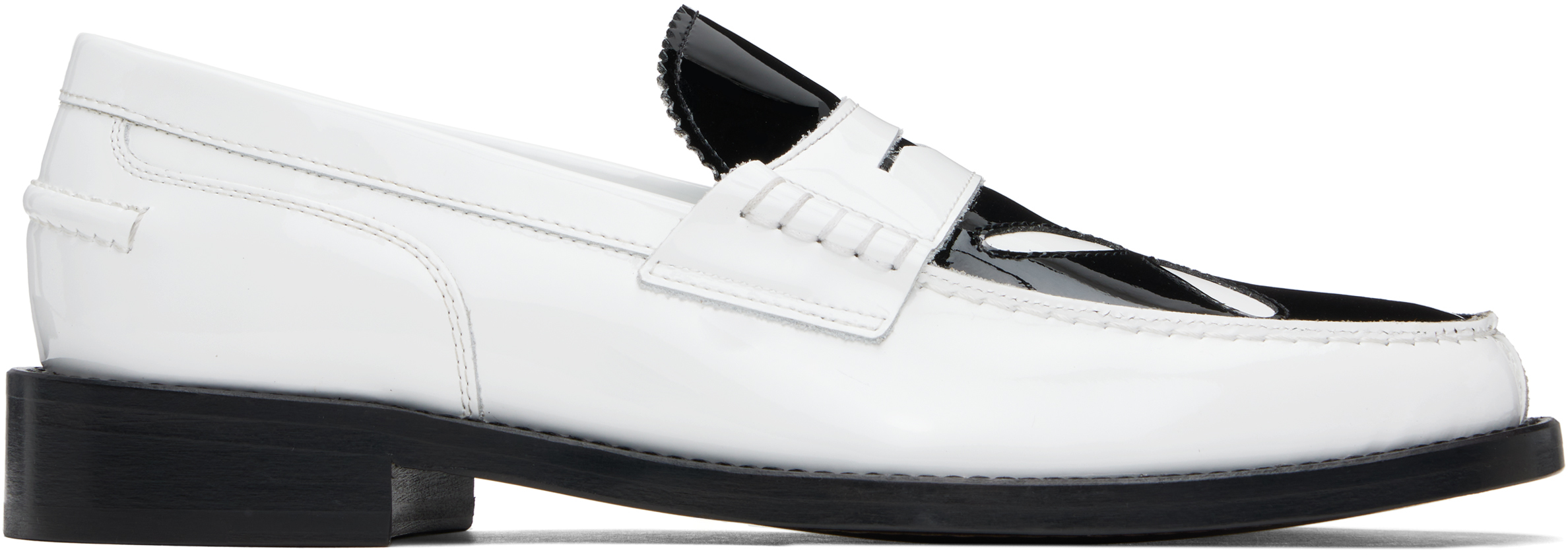 White Slashed Boat Shoes