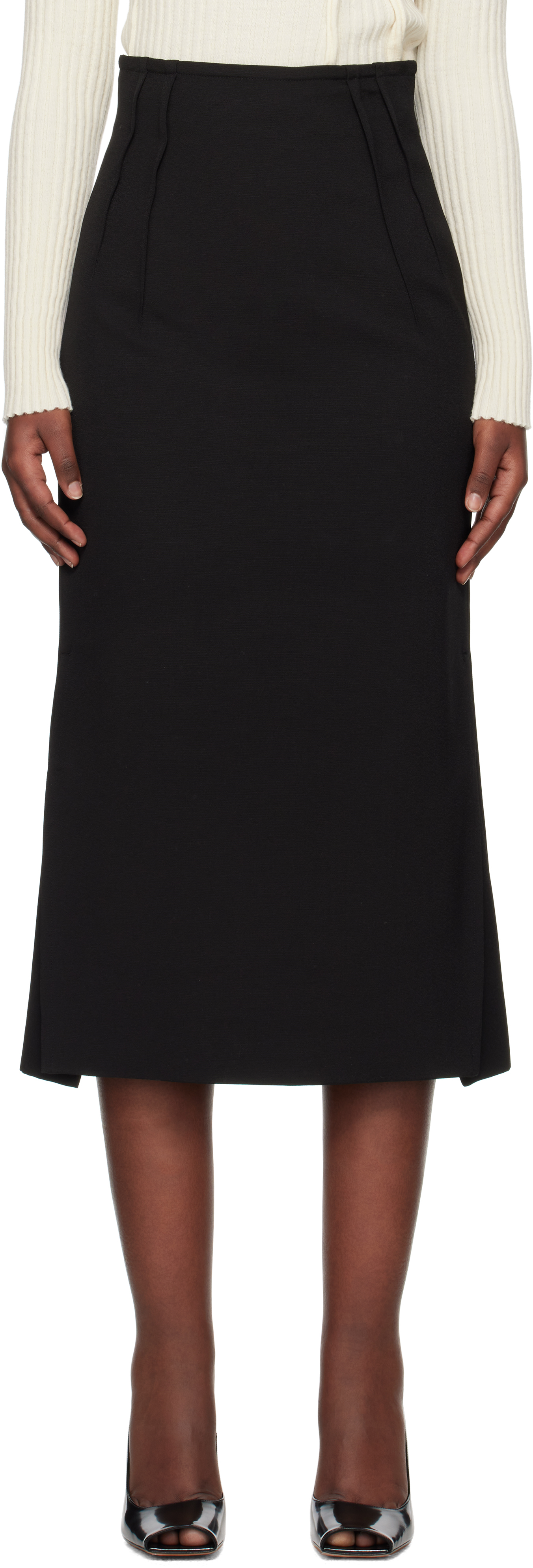 Black Tolmin Midi Skirt