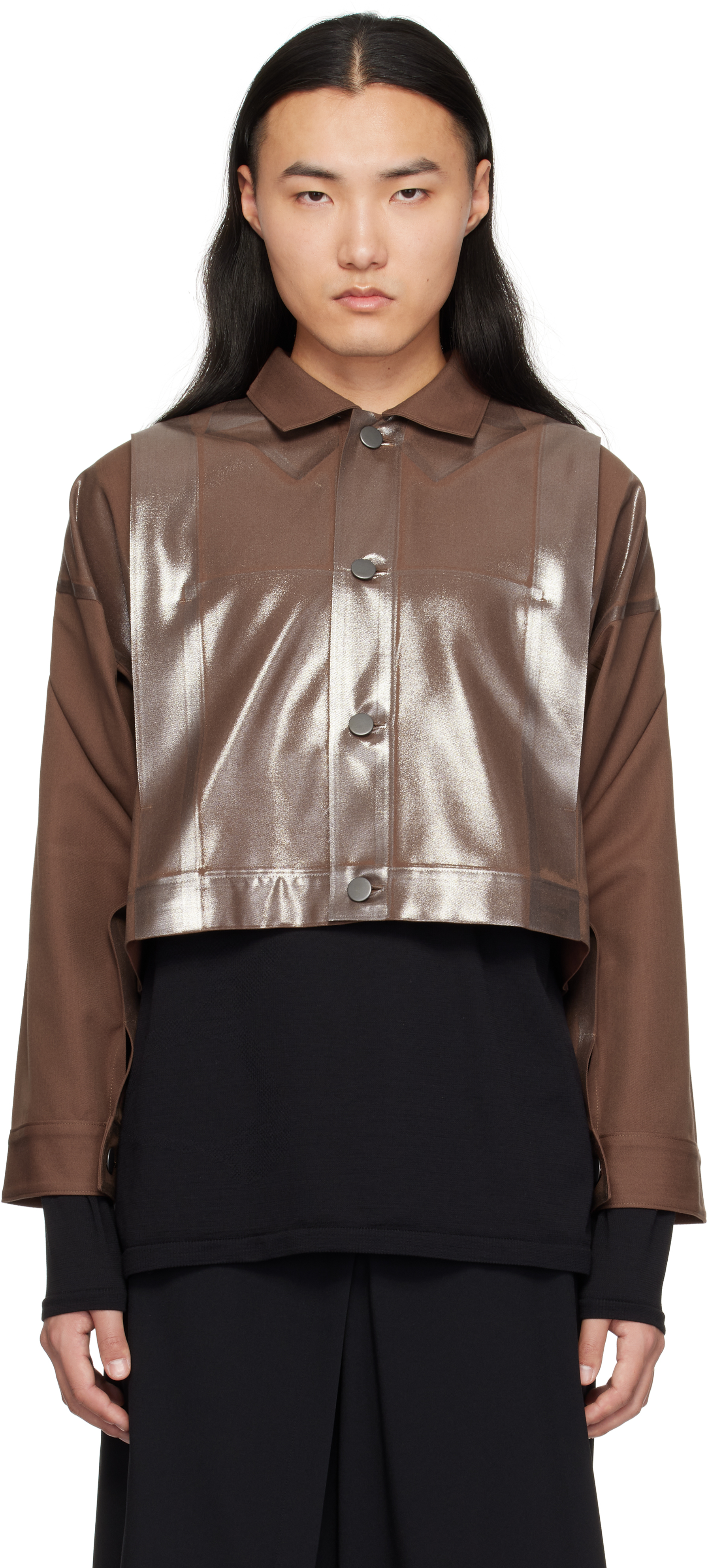 Brown Tucked Foil Jacket