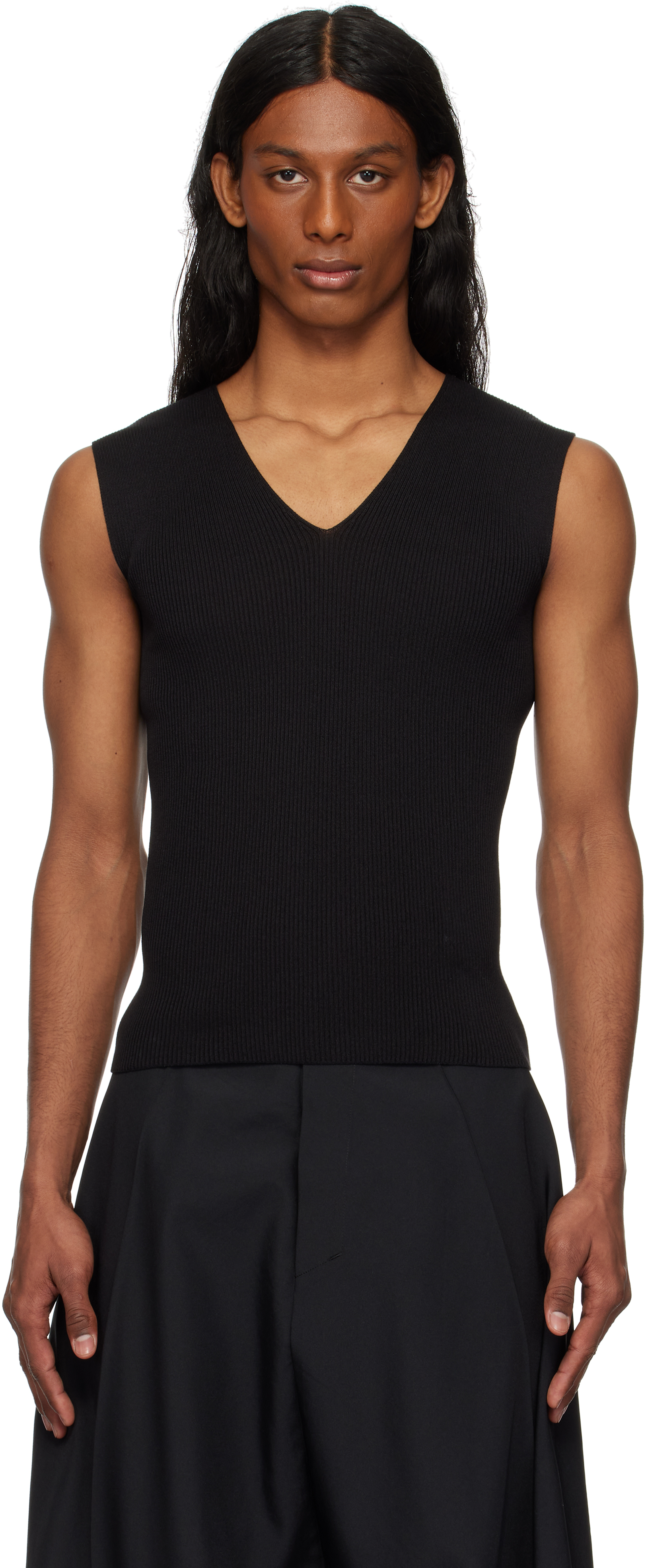 Black Flat Rib Knit 2 Sweater