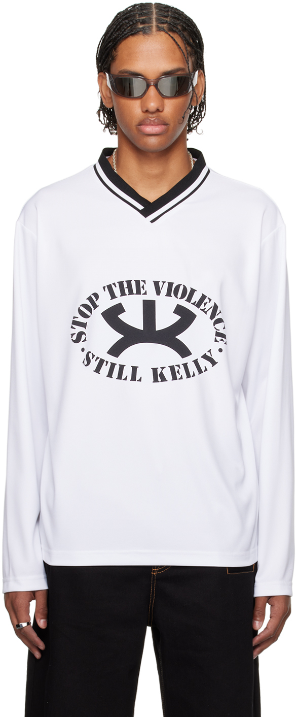 Shop Still Kelly White 'stop The Violence' Sport Sweatshirt