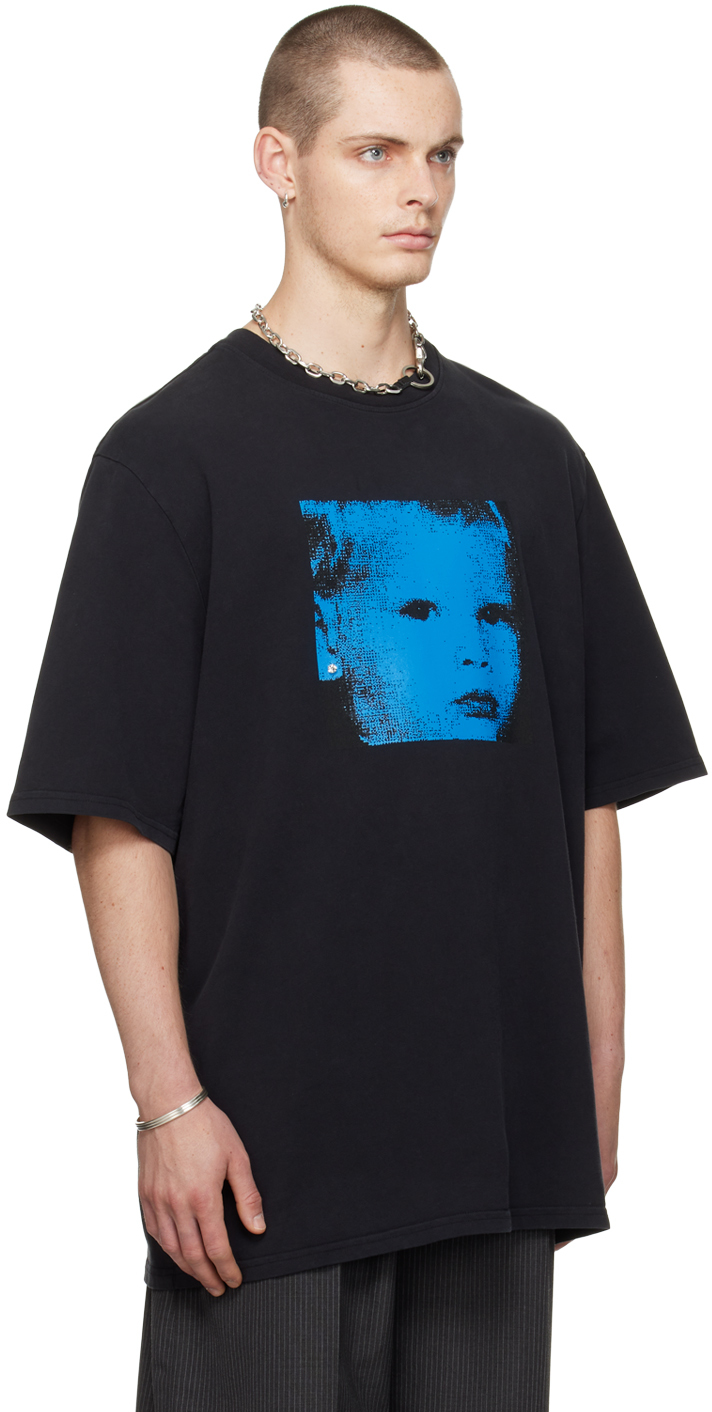 Still Kelly Black Crewneck Baby Face T-shirt In Black+baby Face Prin