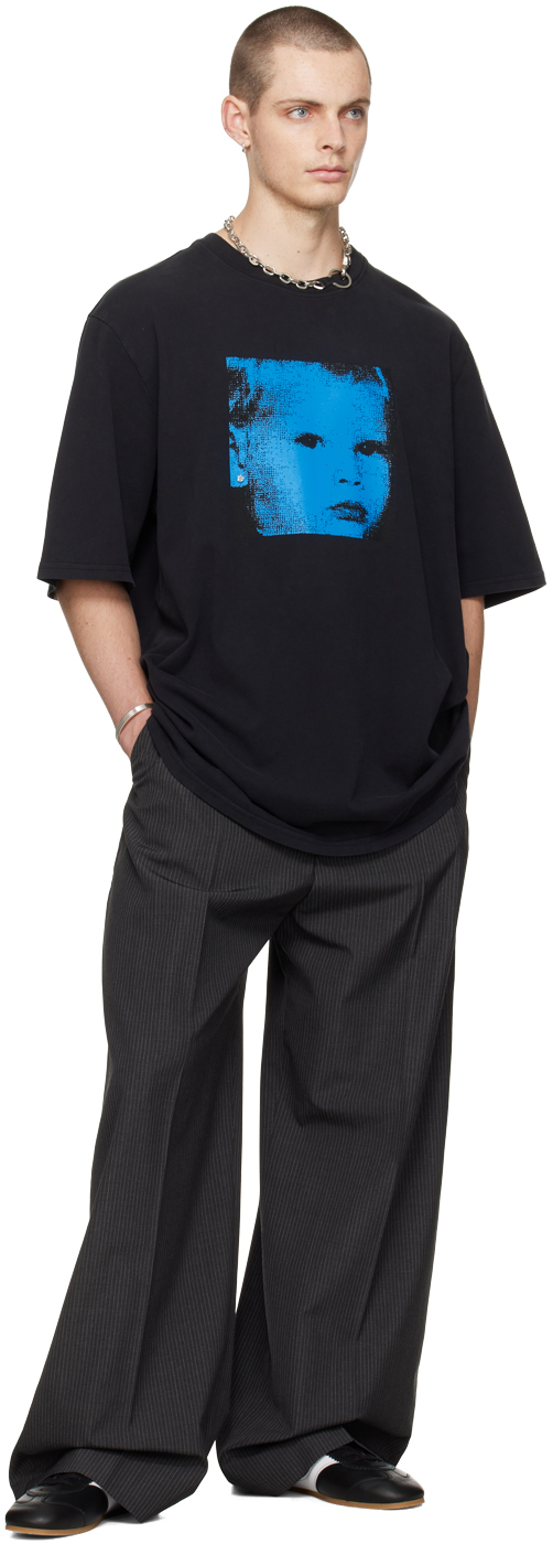 Still Kelly Black Crewneck Baby Face T-shirt In Black+baby Face Prin