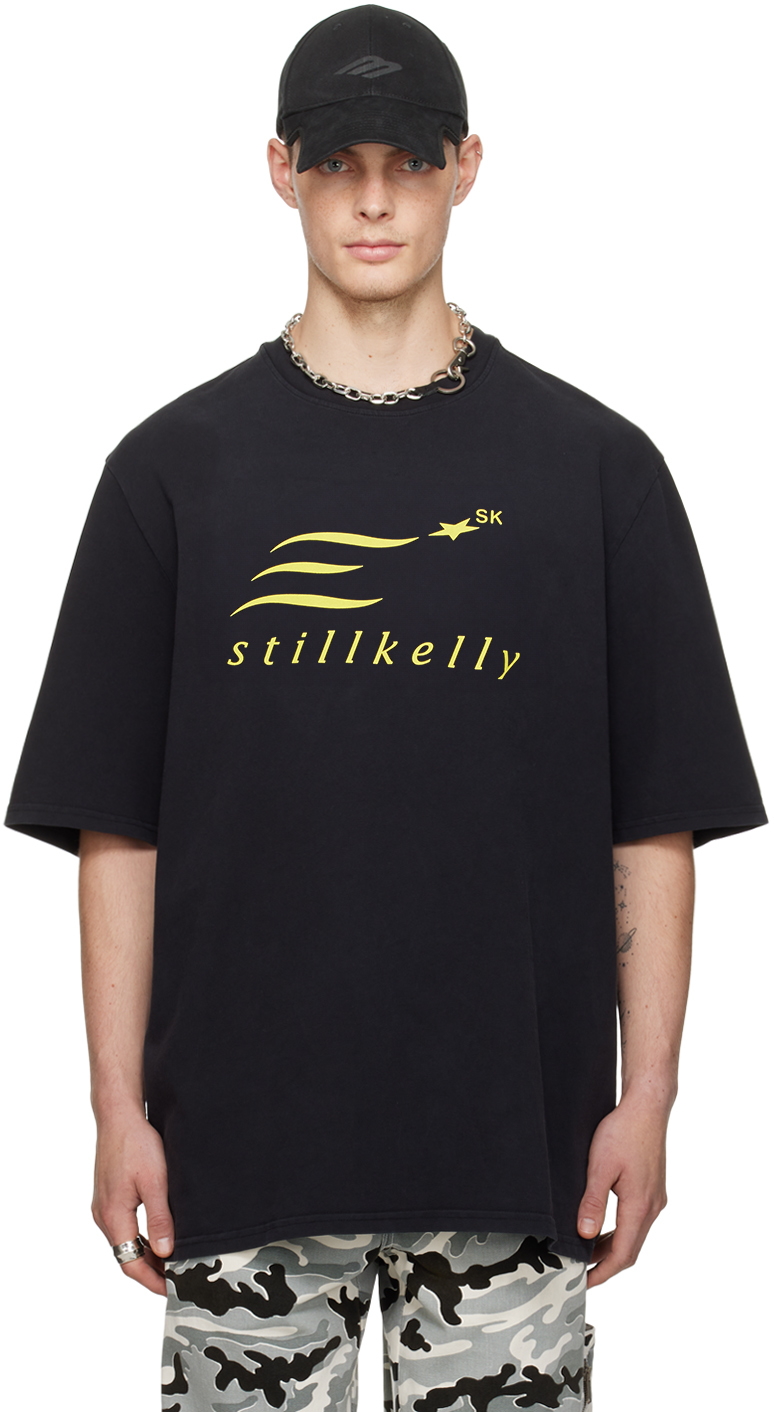 Shop Still Kelly Black Euro Kelly T-shirt In Black+eurokelly Prin