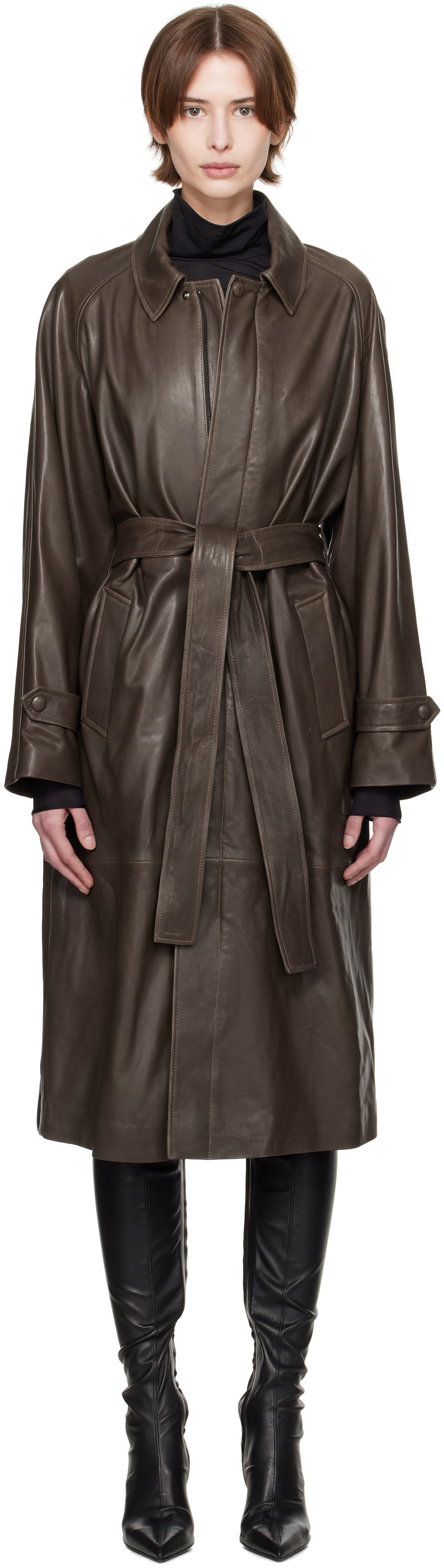 Brown Isolde Leather Coat