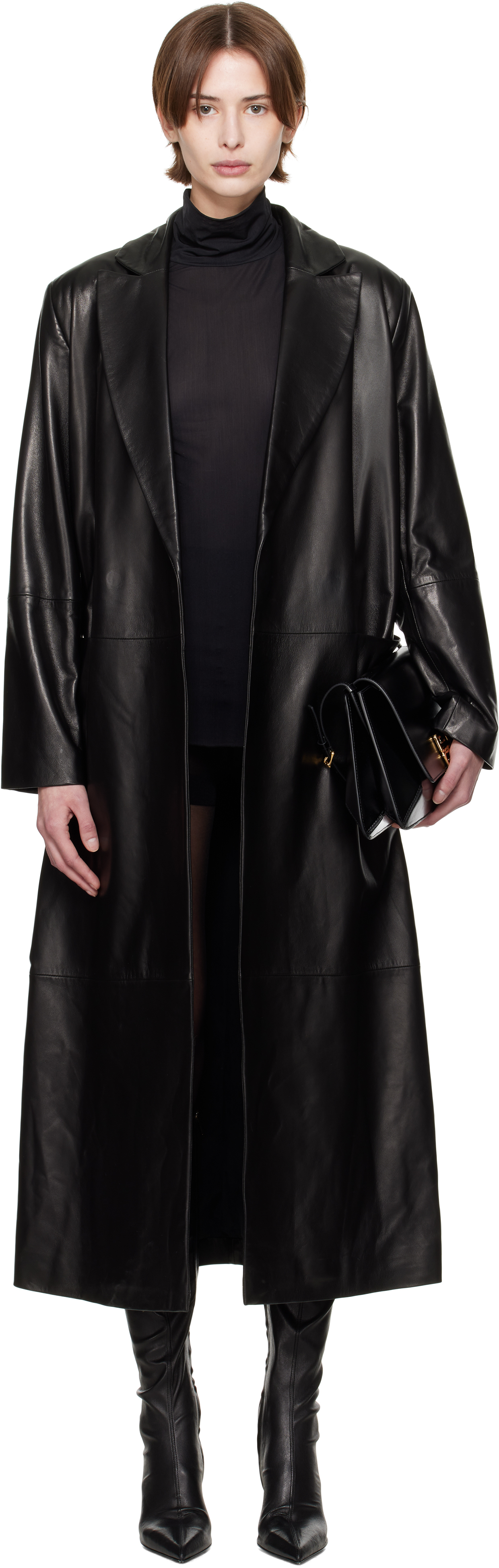 Black Alba Modern Leather Coat