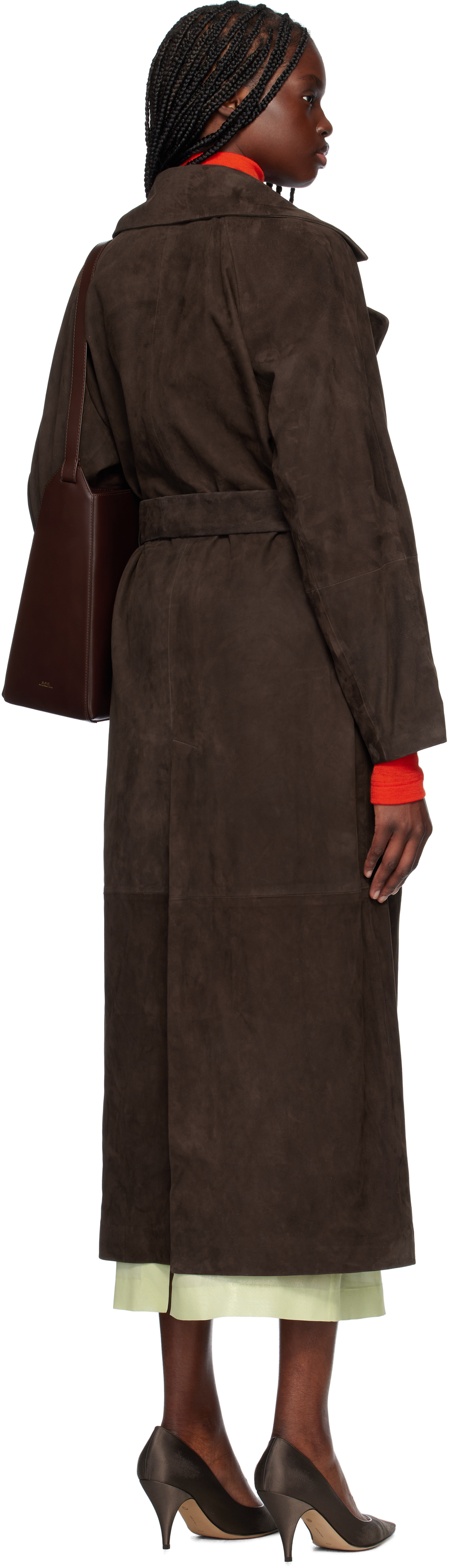 Nour Hammour Brown Althea Belted Suede Jacket In Mochsue Mocha Suede