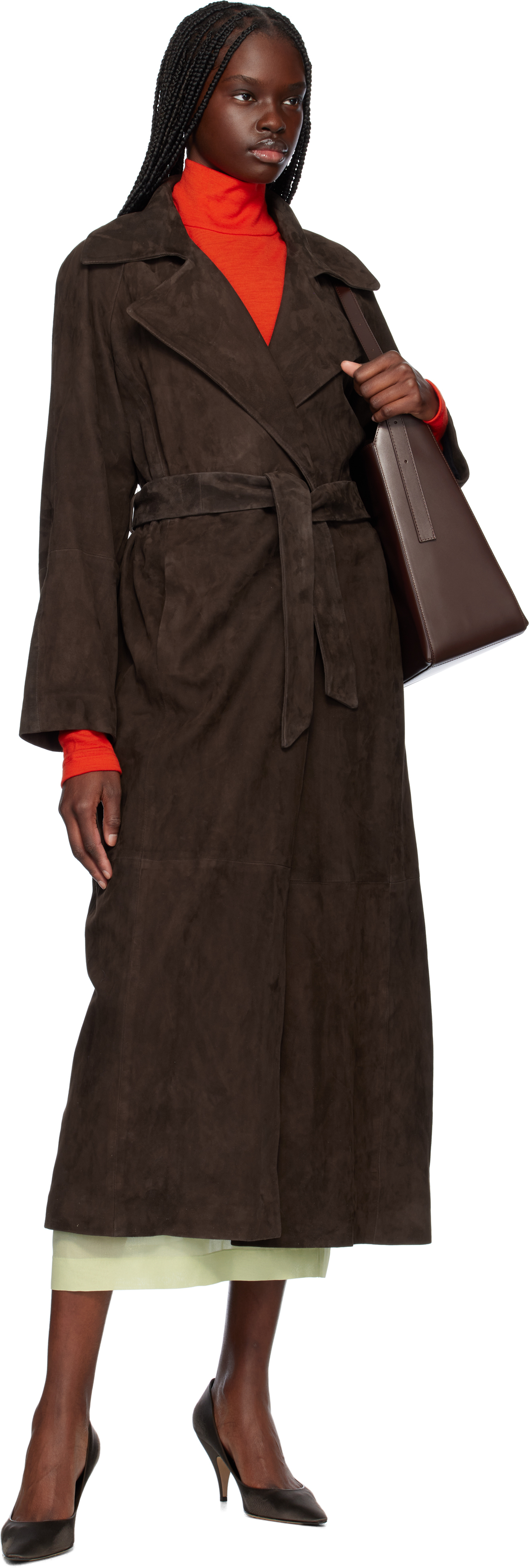 Nour Hammour Brown Althea Belted Suede Jacket In Mochsue Mocha Suede