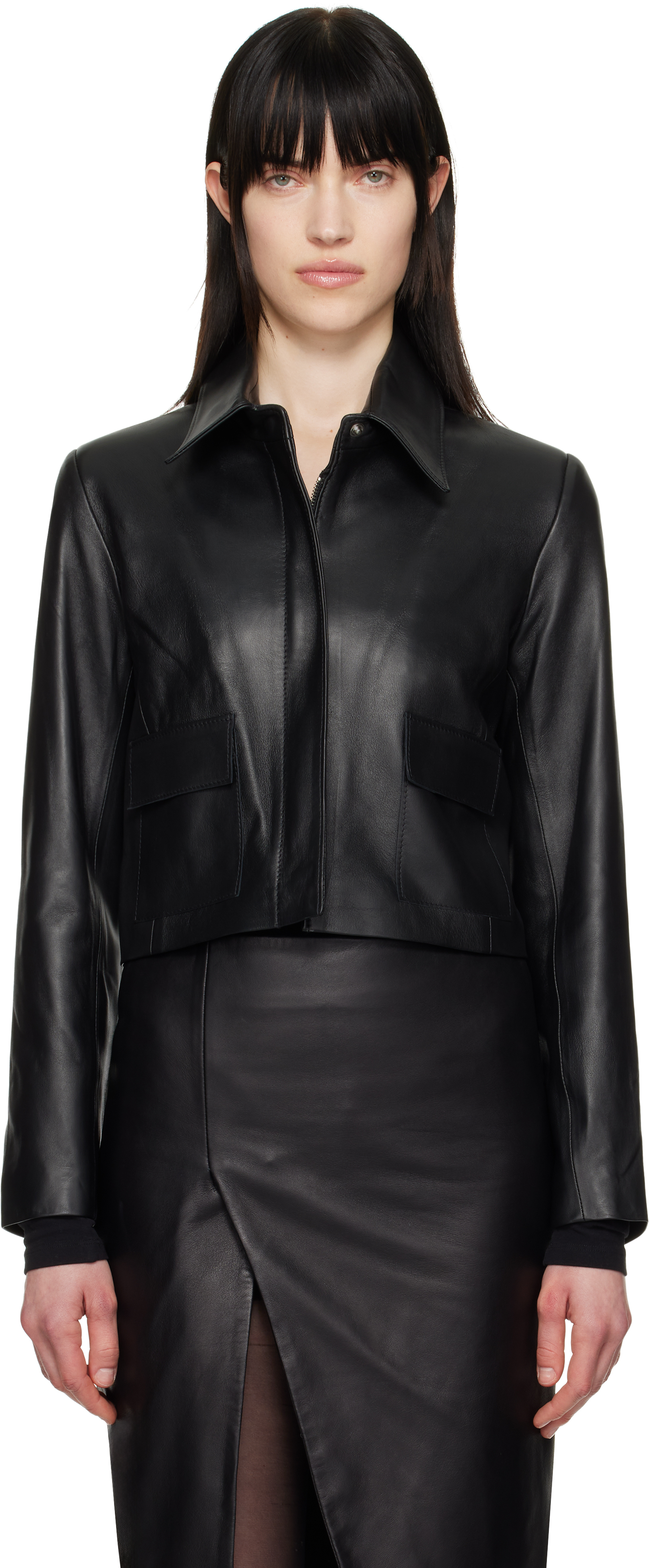 【関税込み】Nour Hammour ブラック Alba Modern レザーコート Alba - Nour Hammour