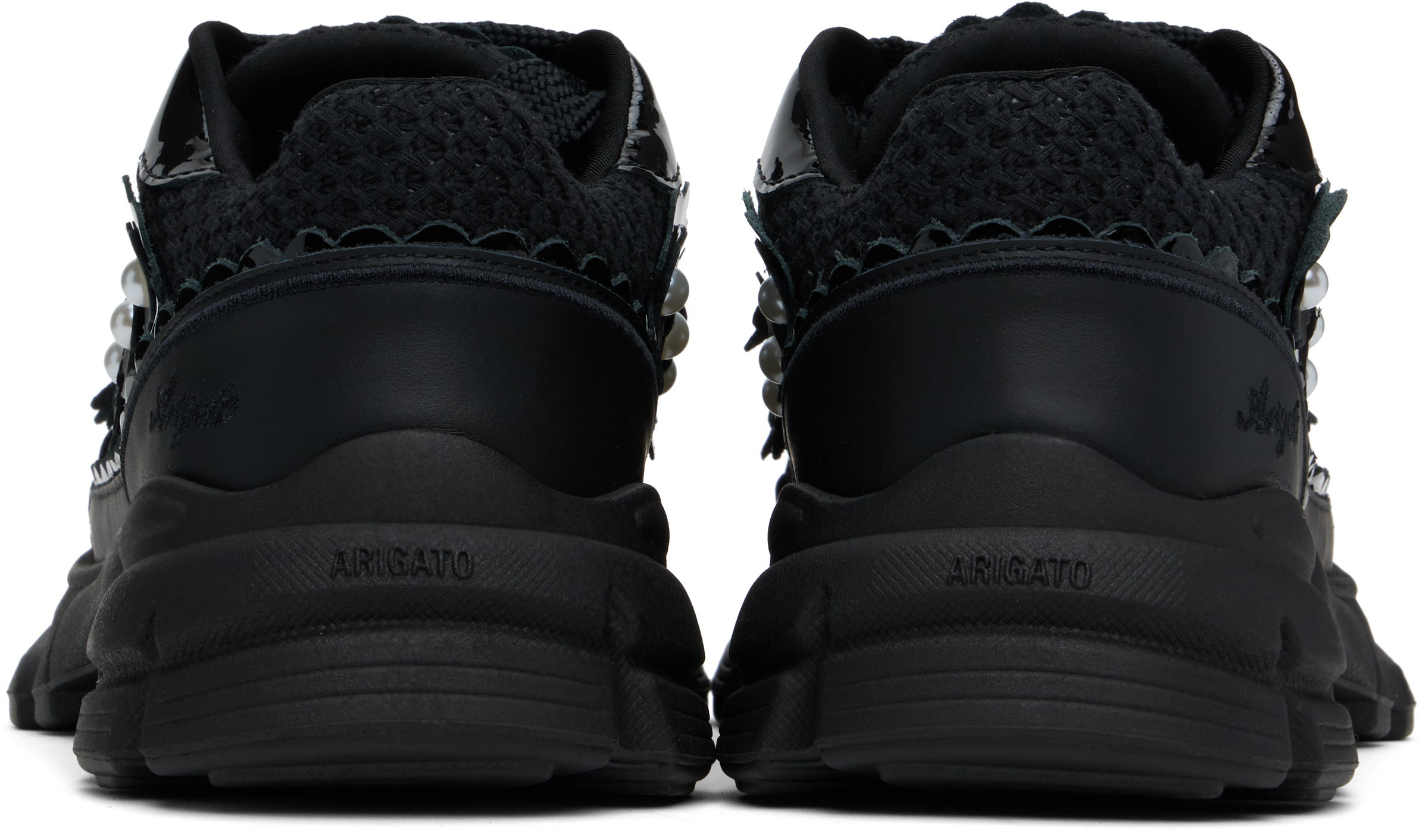 Axel Arigato Womens Black Marathon Runner Flower Mesh And Leather Trainers In Black/black